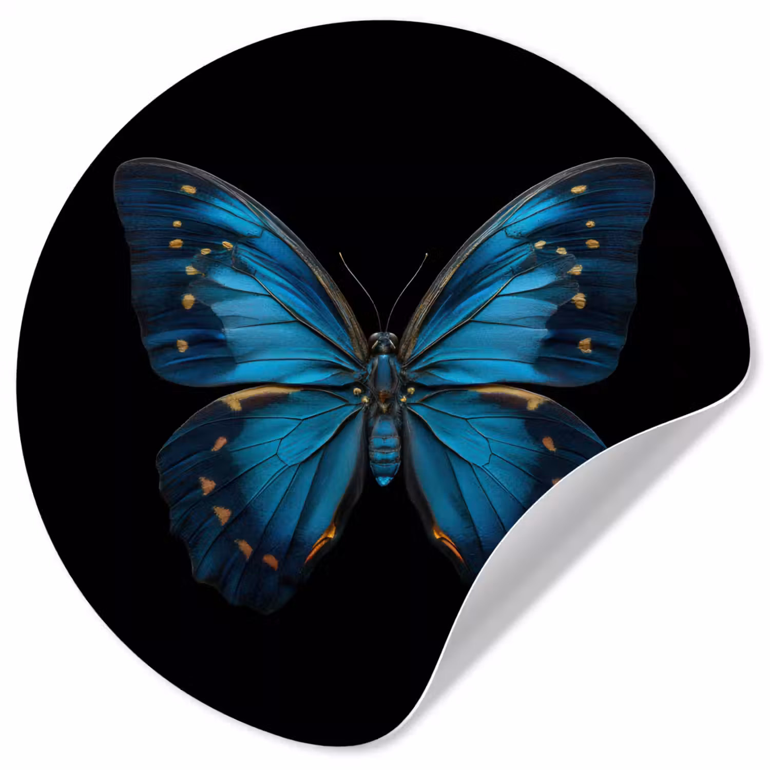 Vlinder - Blauw - Contrast Wandcirkel behangsticker klein -3d