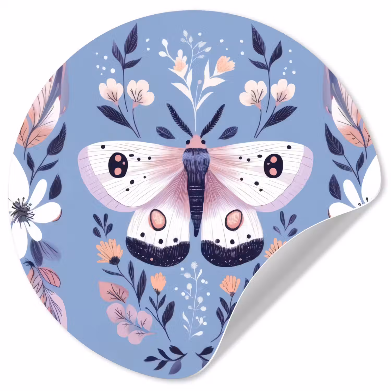 Vlinder - Vleugels - Stippen - Bloemen Wandcirkel behangsticker klein -3d