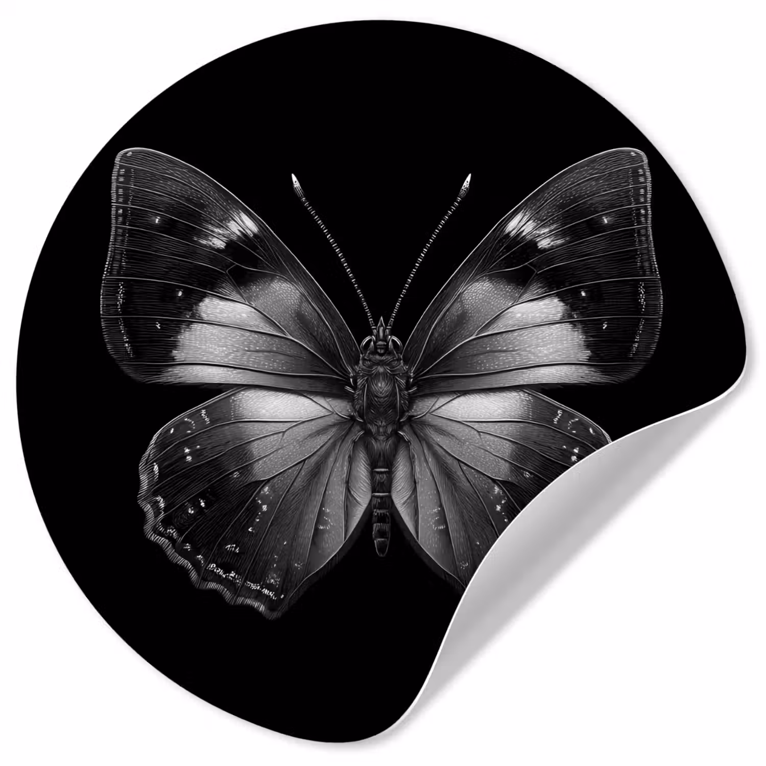 Vlinder - Grijs - Mysterieus Wandcirkel behangsticker klein -3d