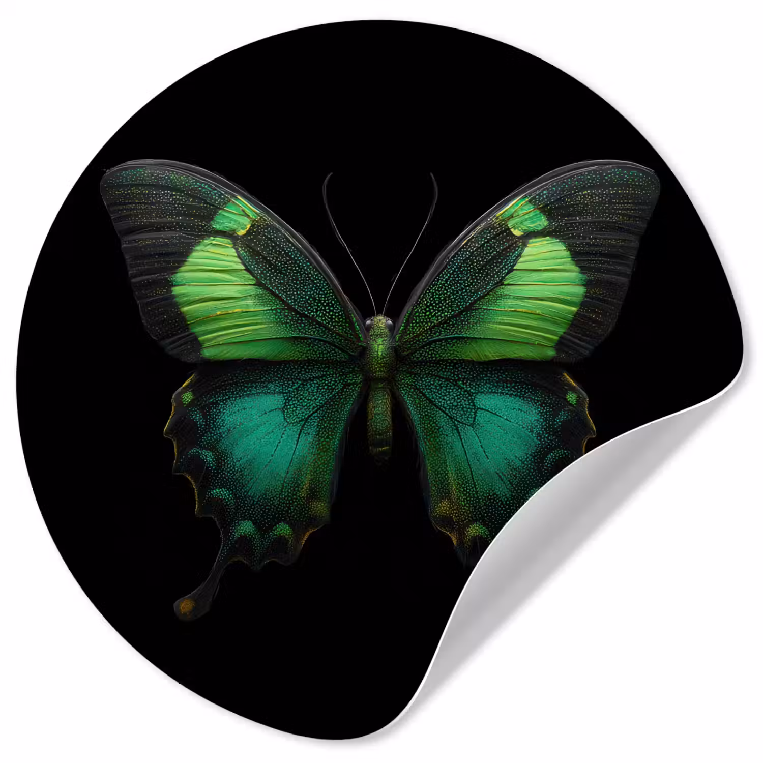 Vlinder - Groen - Opvallend Wandcirkel behangsticker klein -3d