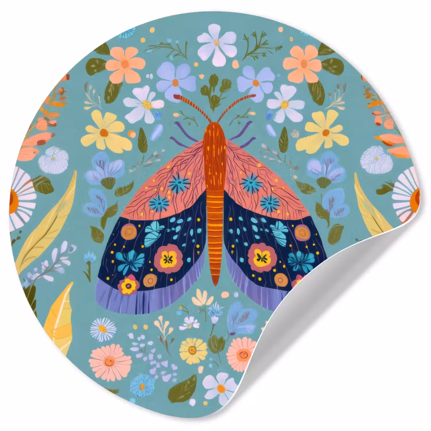 Vlinder - Sierlijk - Bloemen - Bladeren Wandcirkel behangsticker klein -3d