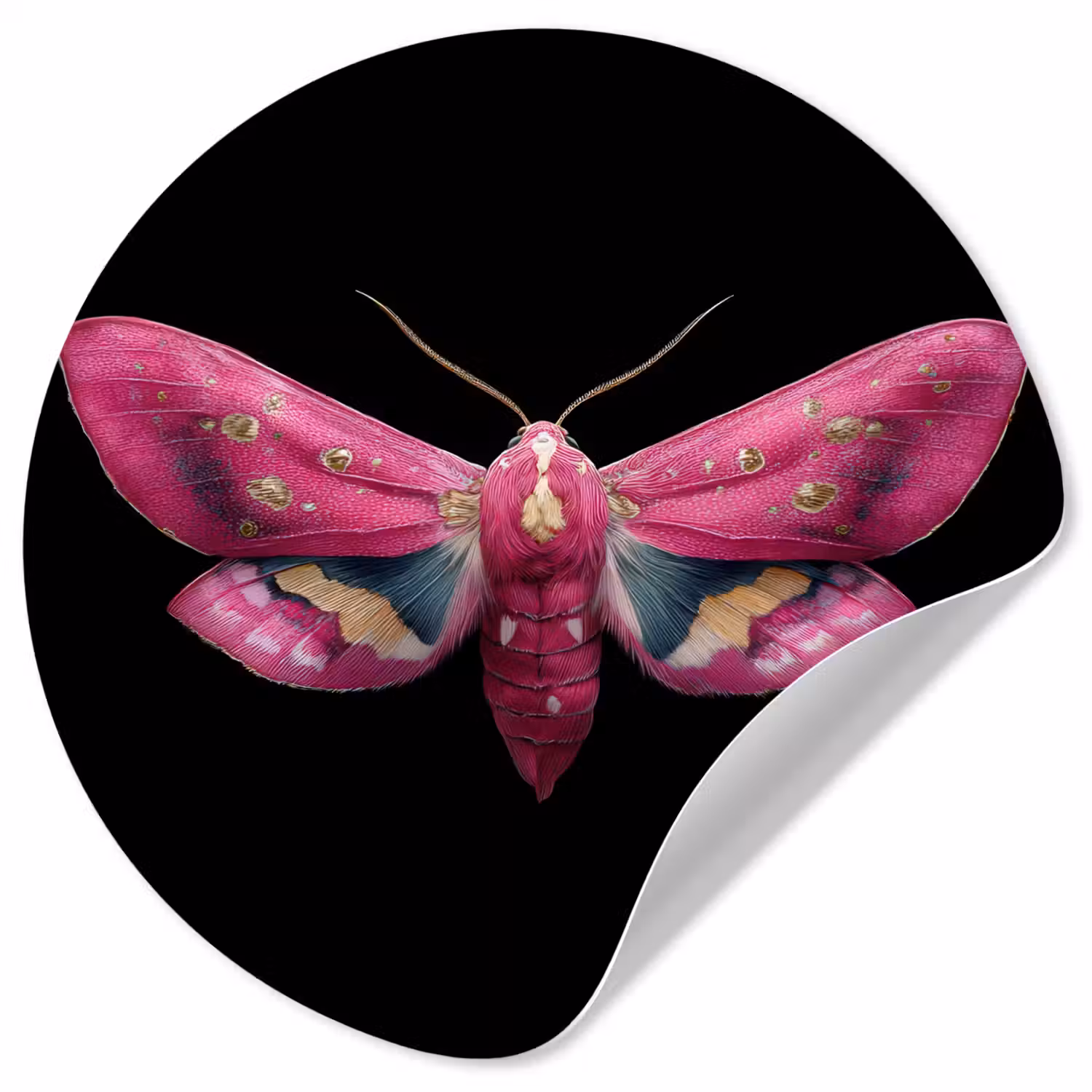 Vlinder - Roze - Nachtvlinder Wandcirkel behangsticker klein -3d
