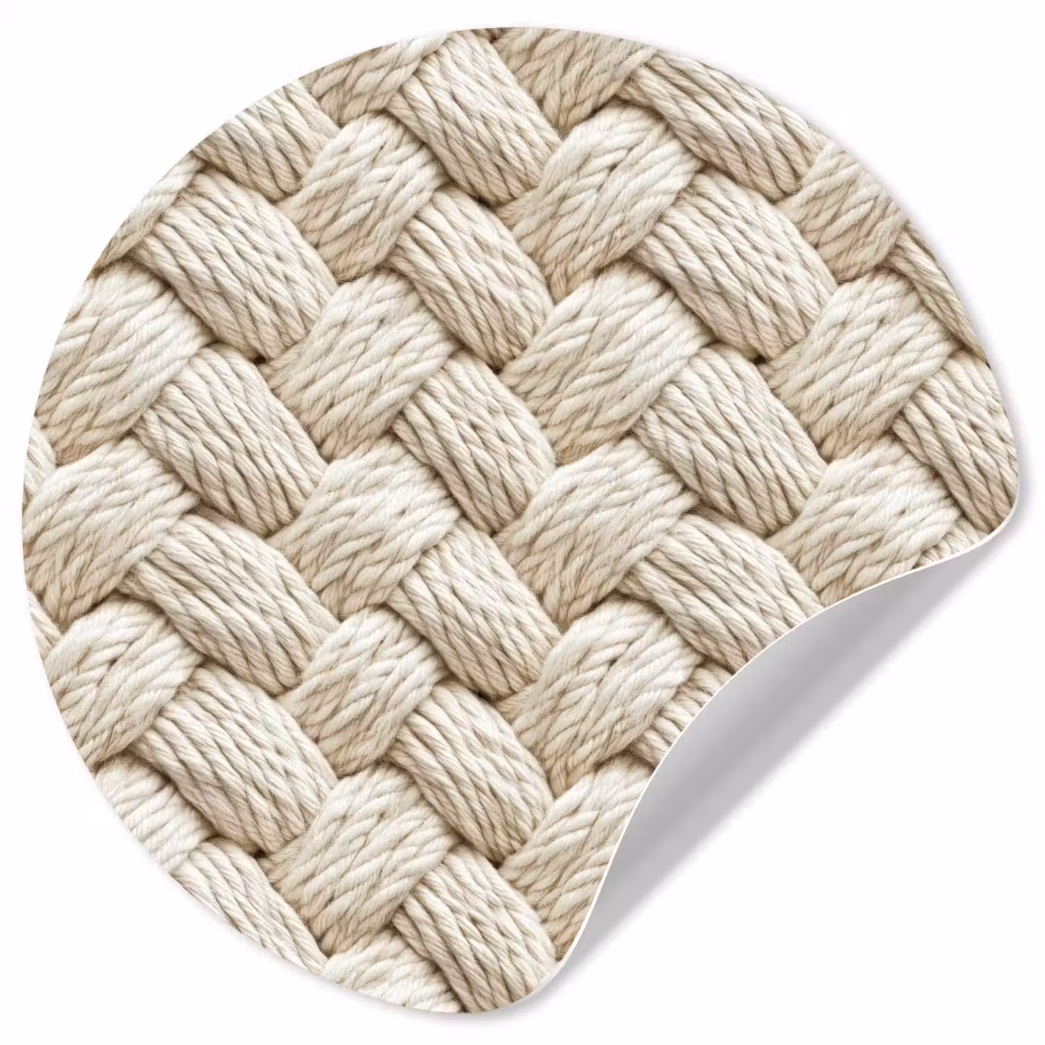 Touw - Gebreid - Beige Wandcirkel behangsticker klein 186 -3d