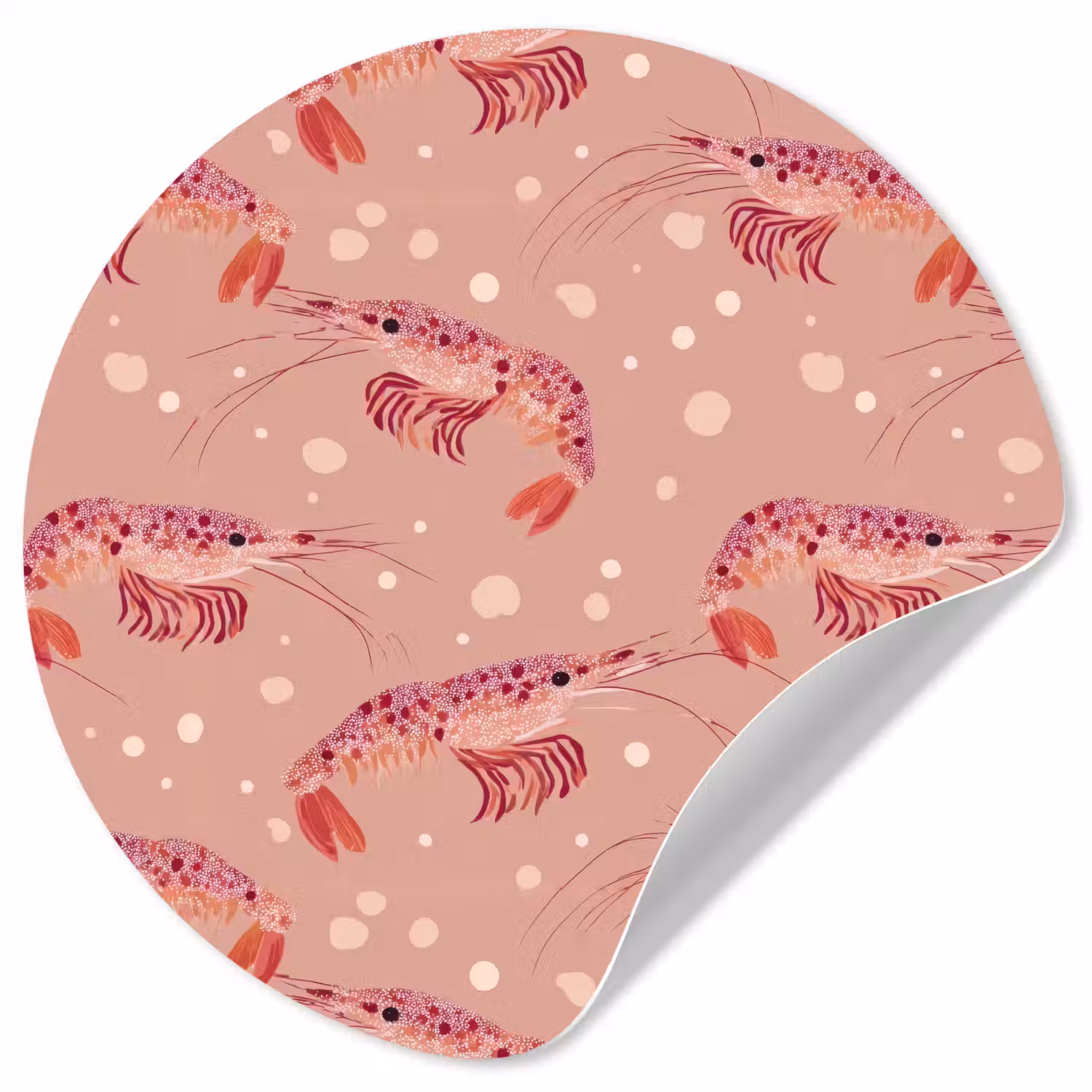 Garnalen - Stippen - Roze Wandcirkel behangsticker klein 186 -3d
