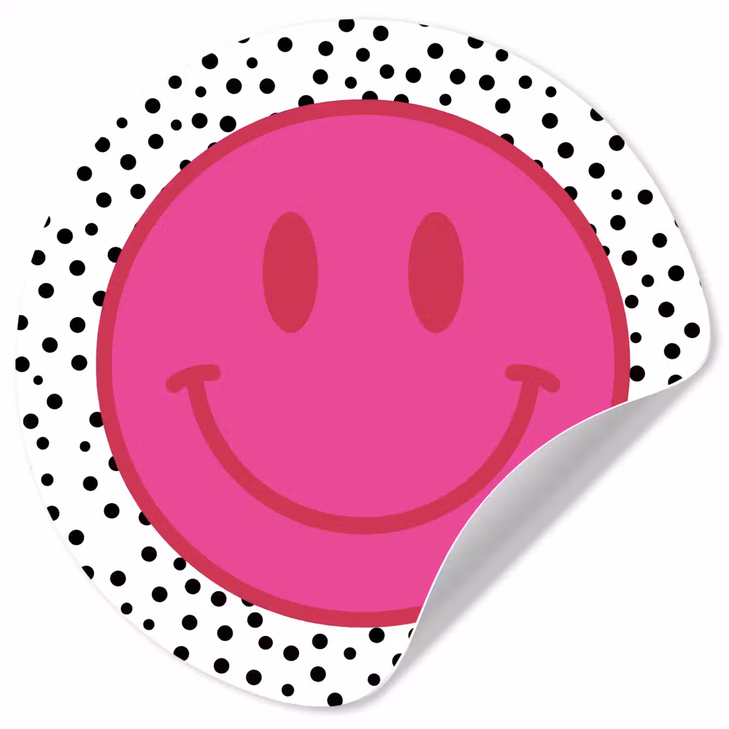 Smiley - Roze - Stippen Wandcirkel behangsticker klein -3d