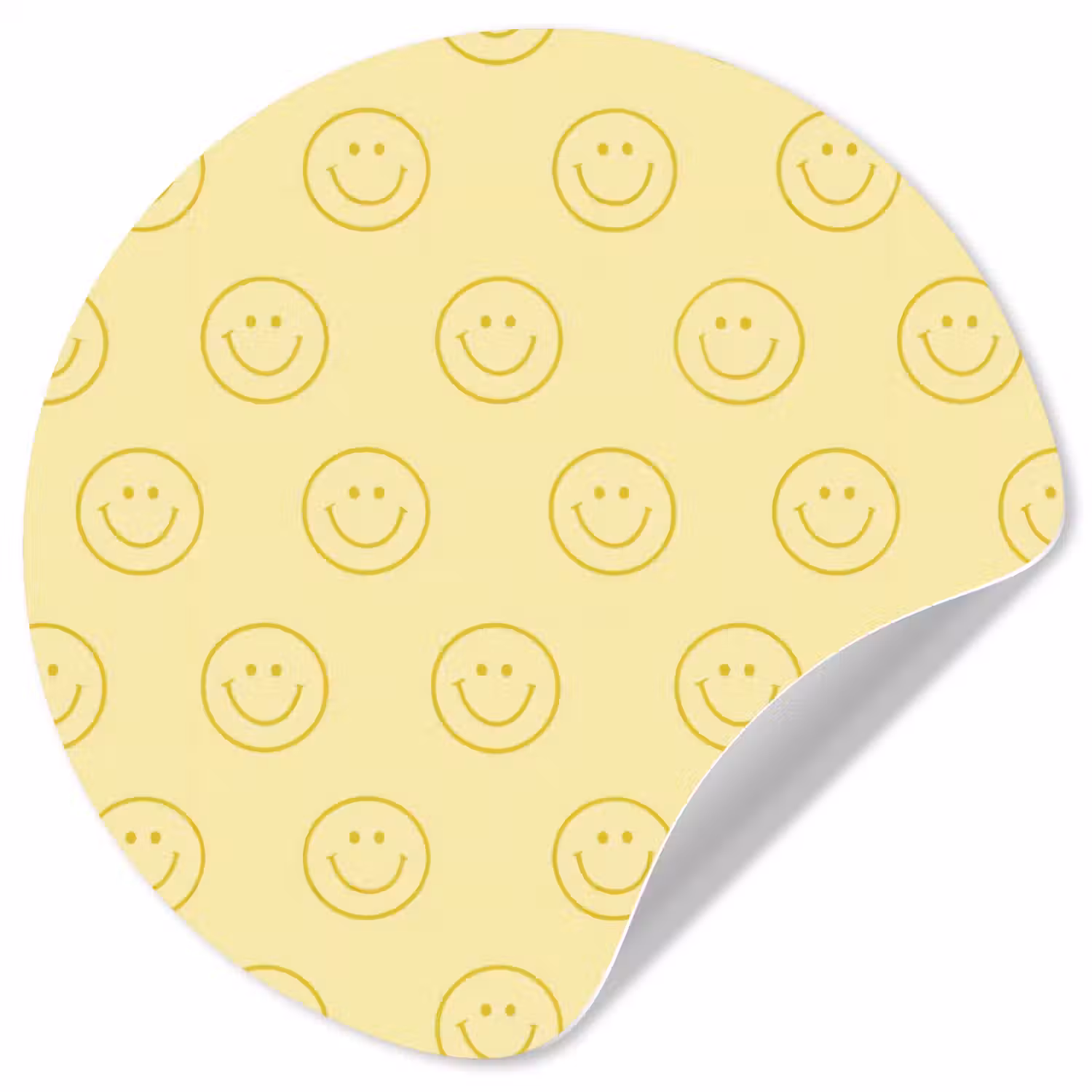Smileys - Patroon - Retro - Zachtgeel Wandcirkel behangsticker klein 186 -3d