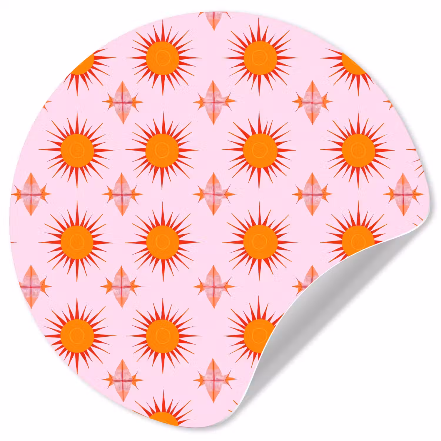 Zon - Patroon - Roze Wandcirkel behangsticker klein 186 -3d