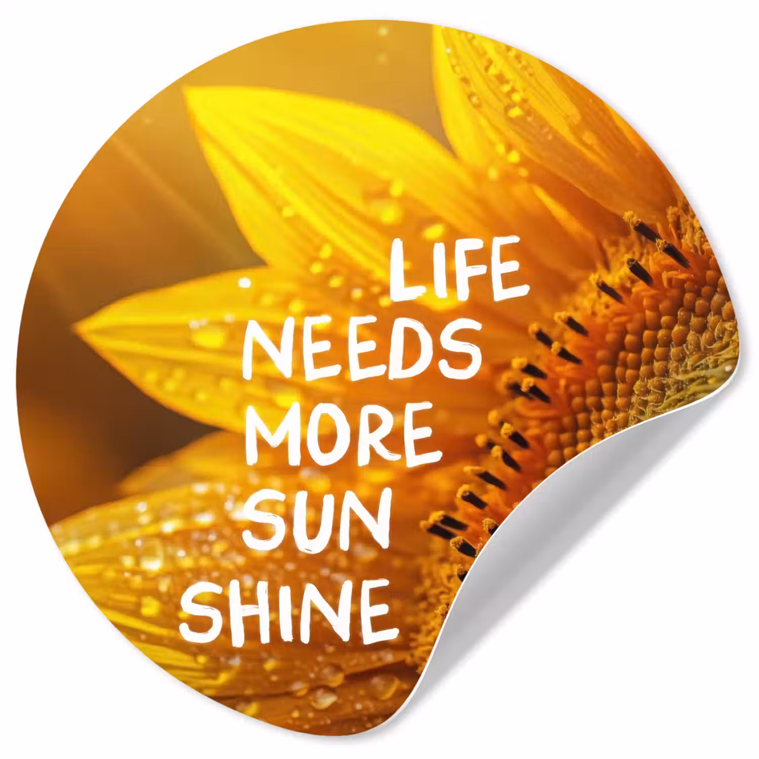 Zonnebloem - Close up - Geel - Quote Wandcirkel behangsticker klein -3d