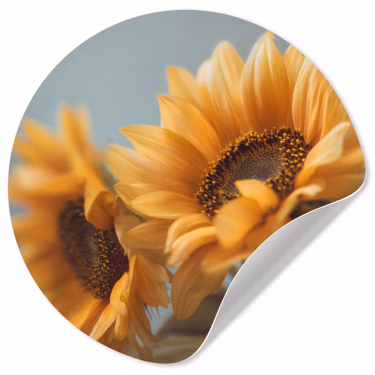 Zonnebloemen - Geel - Wazig Wandcirkel behangsticker klein -3d