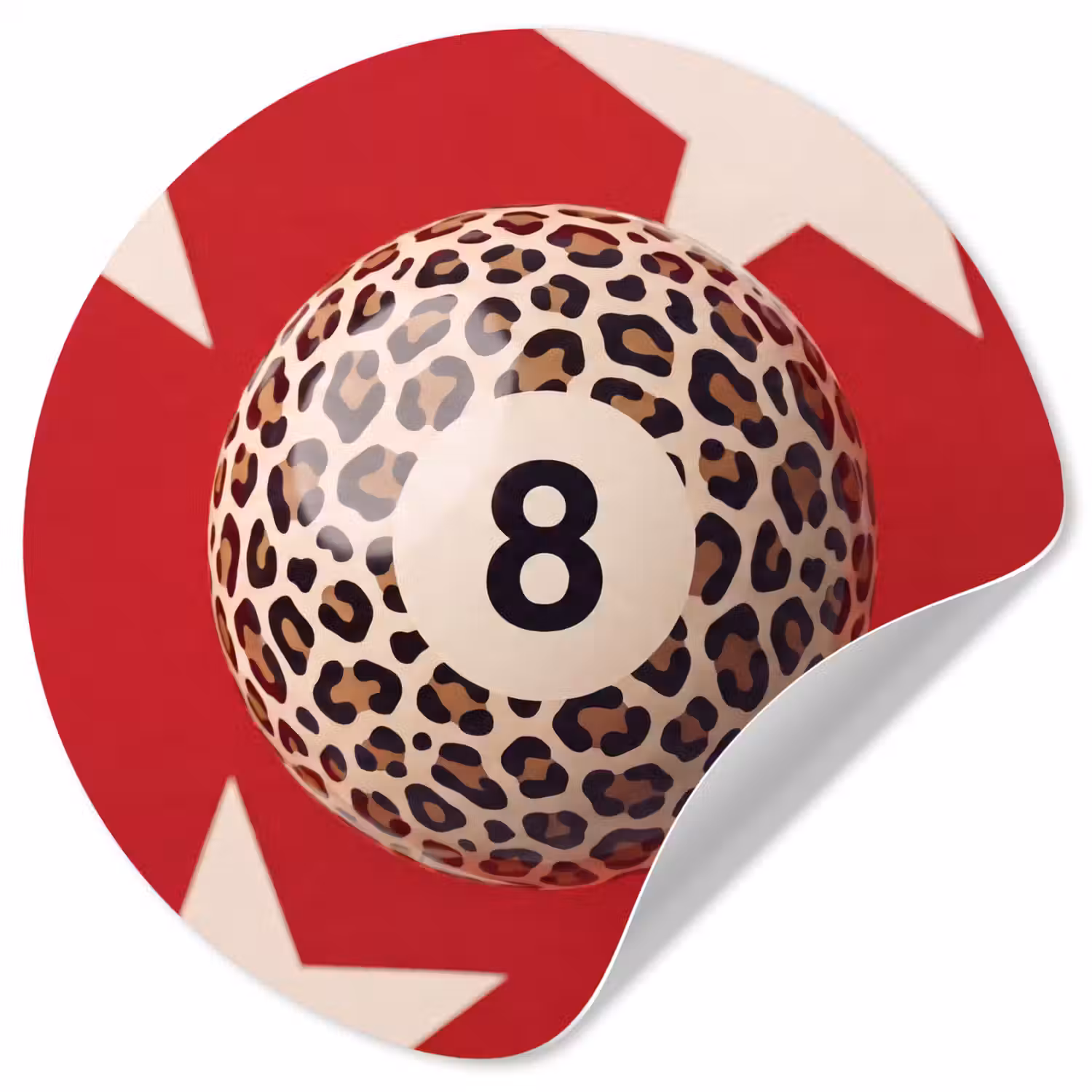 Spel - Dierenprint - Nummer 8 - Modern - Rood Wandcirkel behangsticker klein -3d
