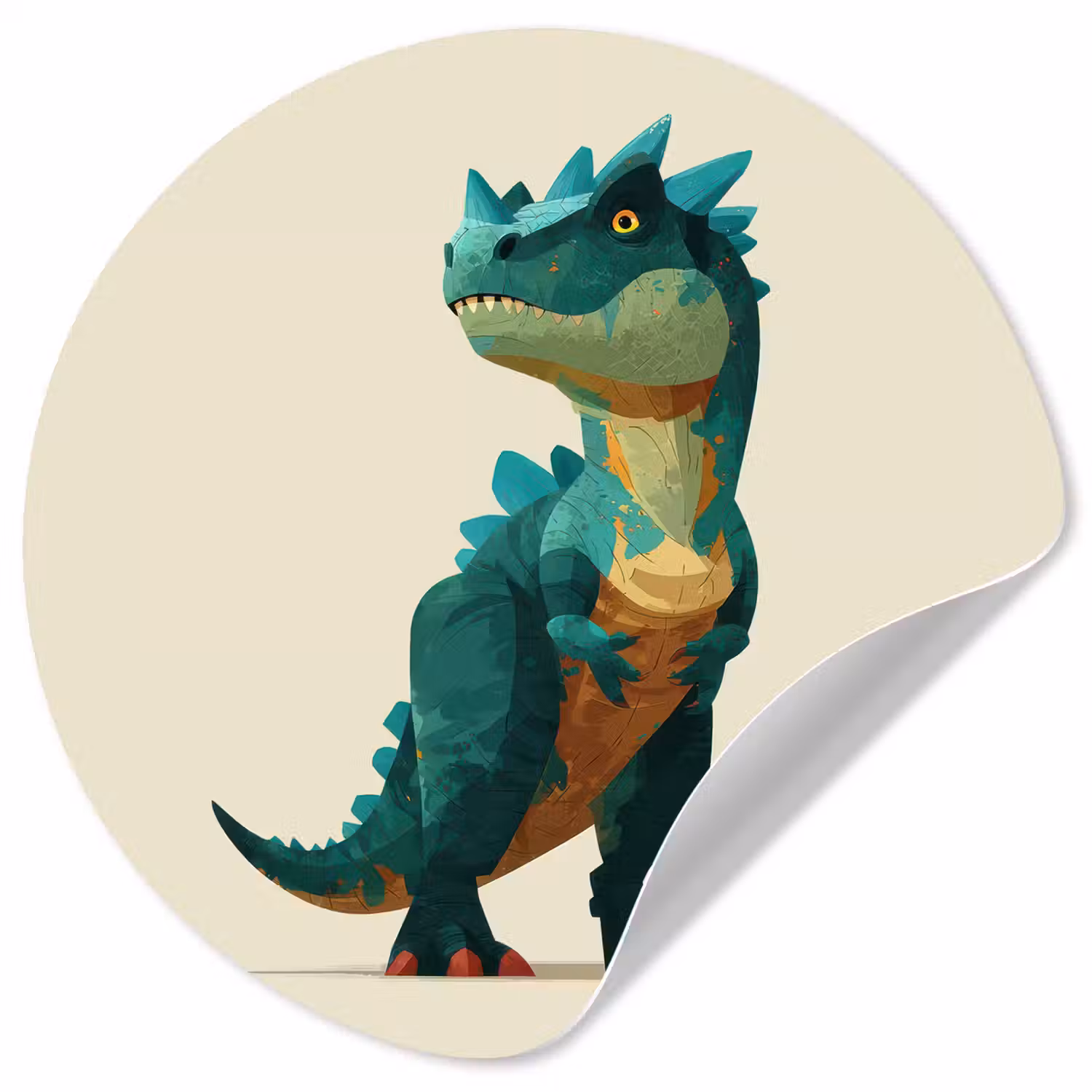 Stekels - Dino - Blauw - Gespierd Wandcirkel behangsticker klein -3d