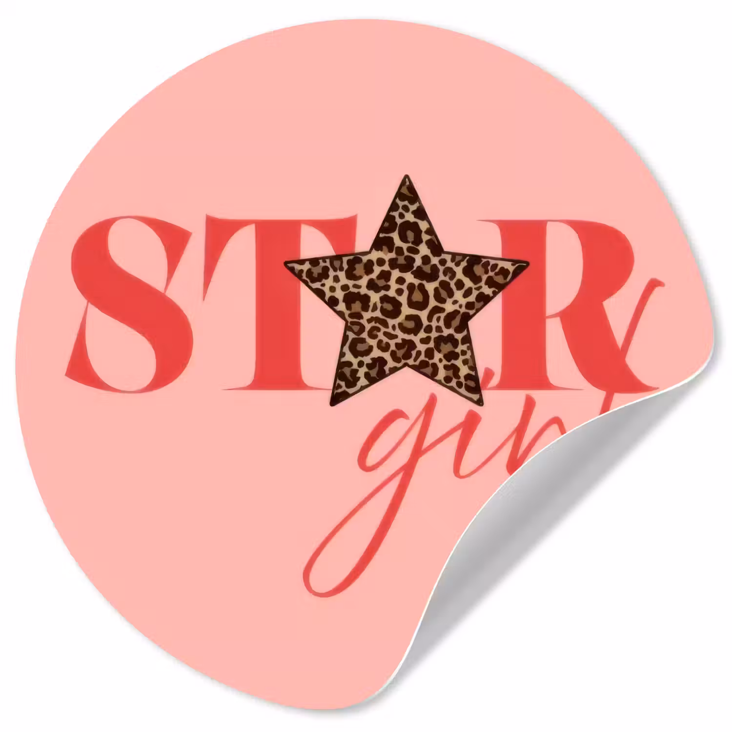 Star girl - Roze - Panter - Ster Wandcirkel behangsticker klein -3d