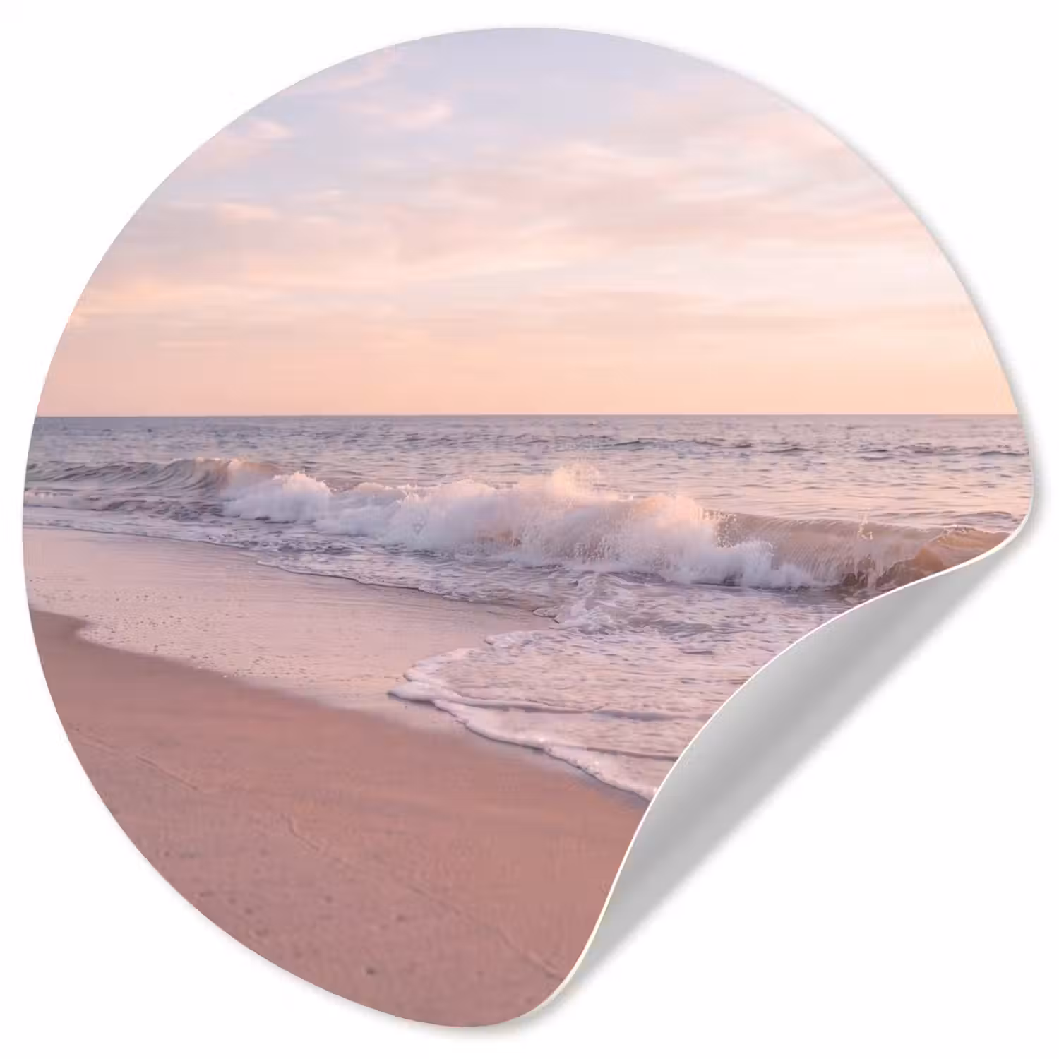 Strand - Zee - Golven - Natuur - Zonsondergang Wandcirkel behangsticker klein -3d