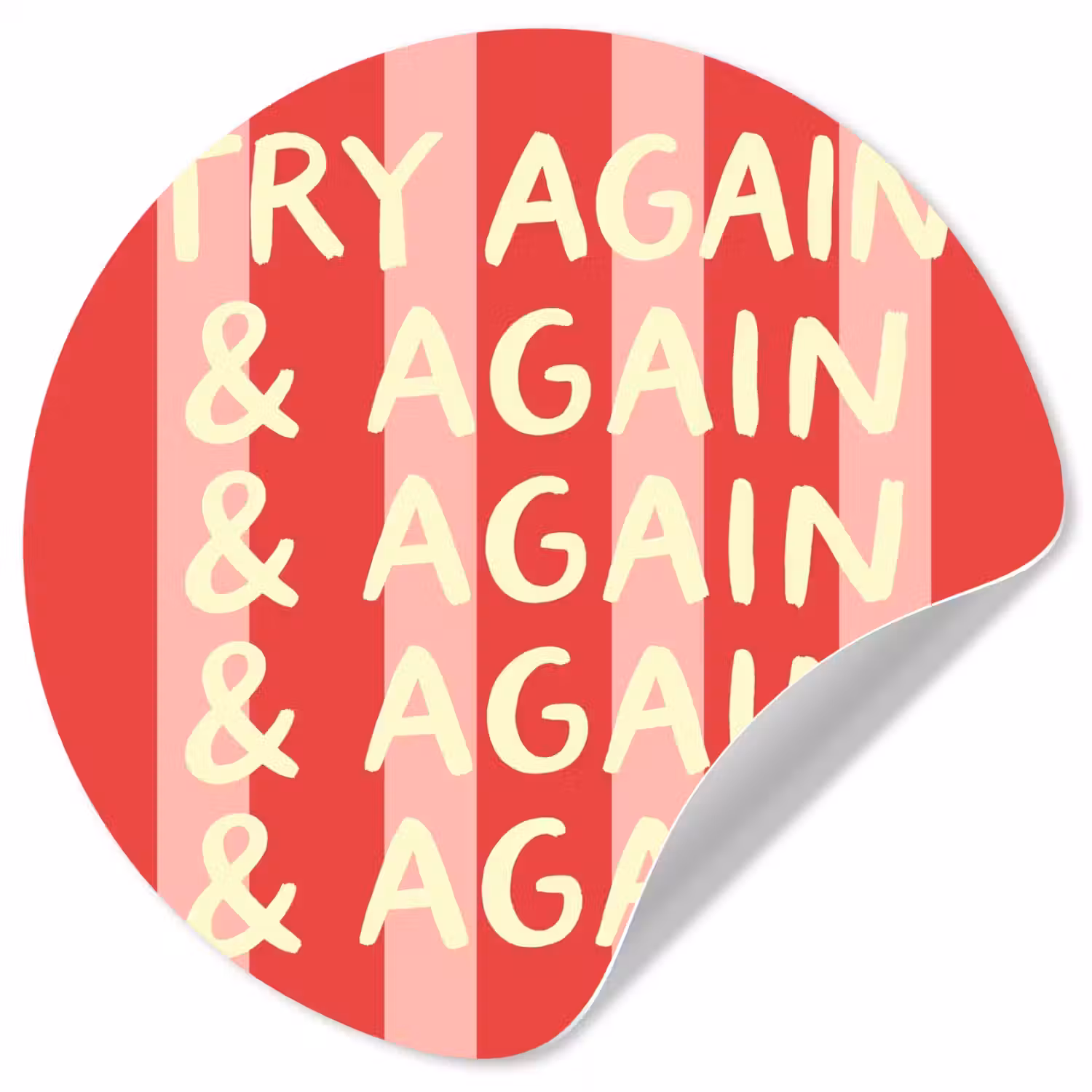 Strepen - Rood - Try again Wandcirkel behangsticker klein -3d