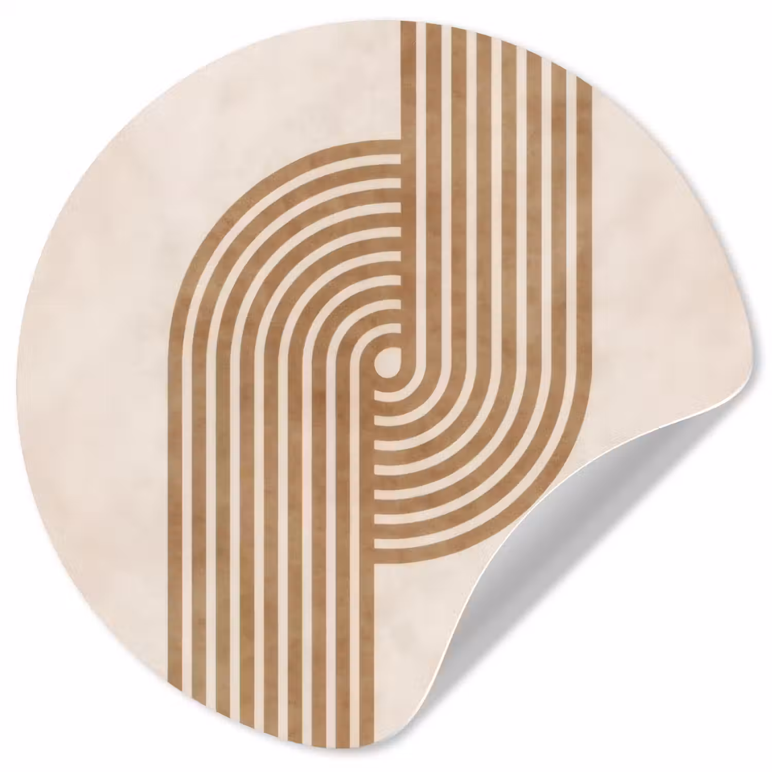 Symmetrische bocht - Koperkleurig Wandcirkel behangsticker klein -3d
