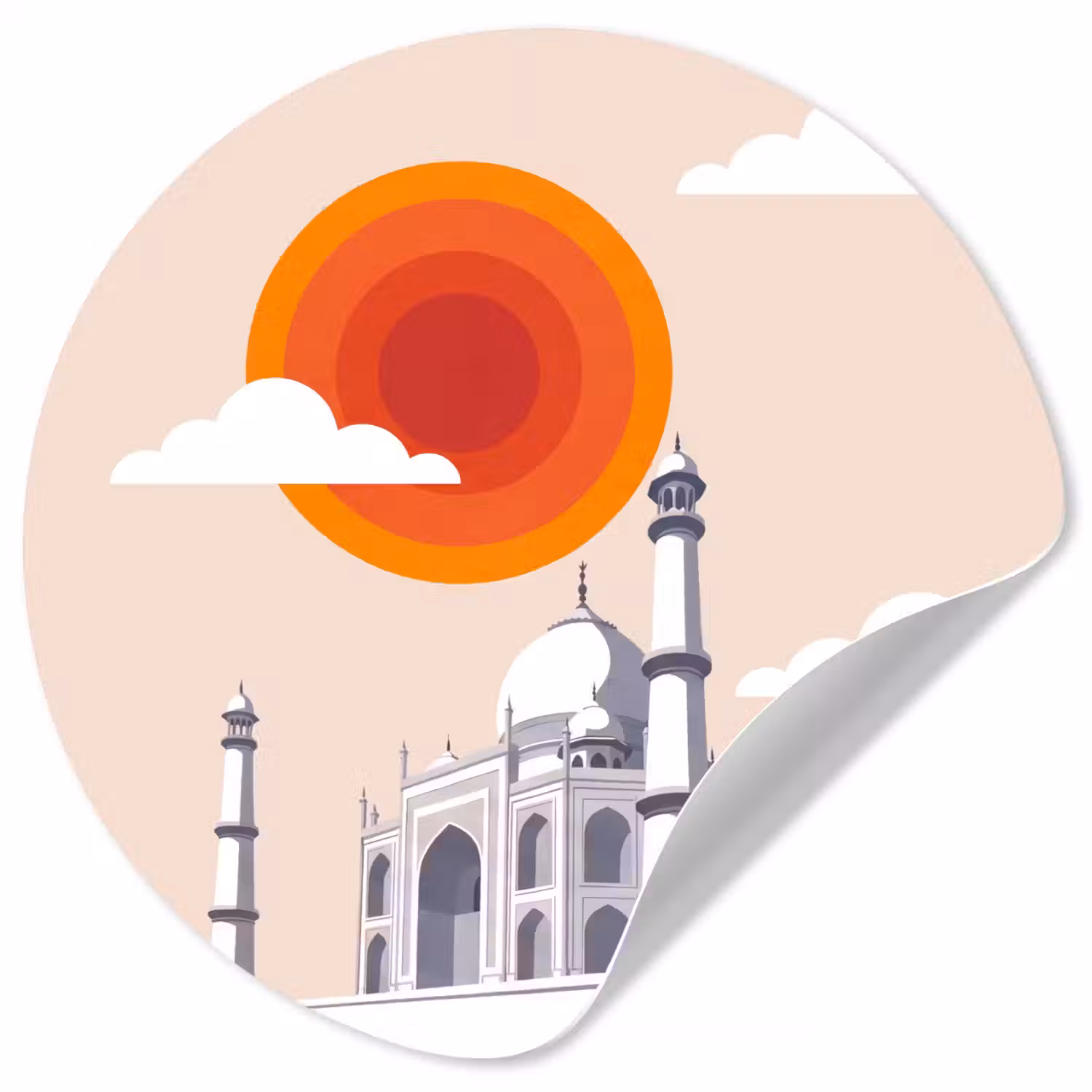 Taj Mahal - Zon - Koepel - Architectuur - India - Grafisch Wandcirkel behangsticker klein -3d