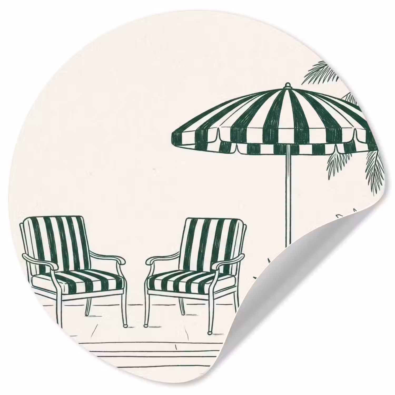 Terras - Illustratie - Groen Wandcirkel behangsticker klein -3d