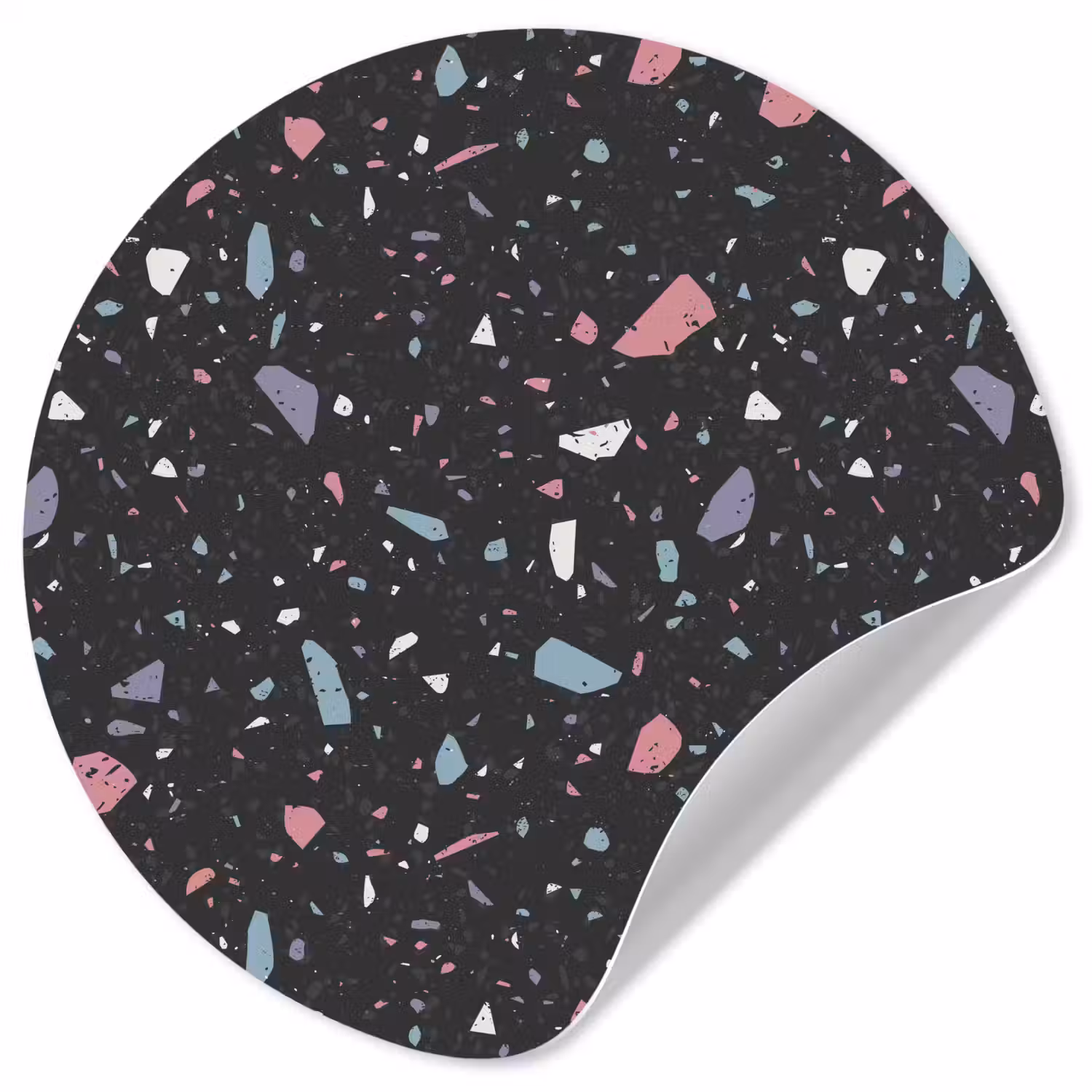 Terrazzo - Patroon - Zwart - Zacht Wandcirkel behangsticker klein 186 -3d