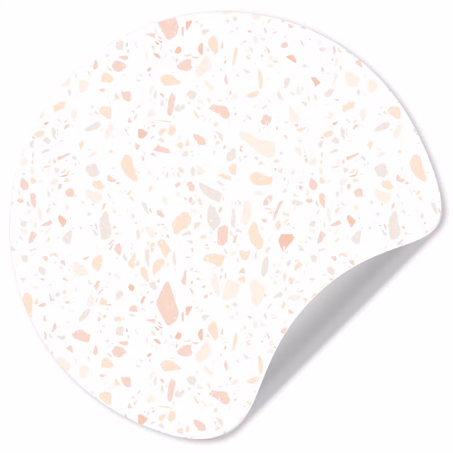 Terrazzo - Patroon - Wit - Perzik Wandcirkel behangsticker klein 186 -3d