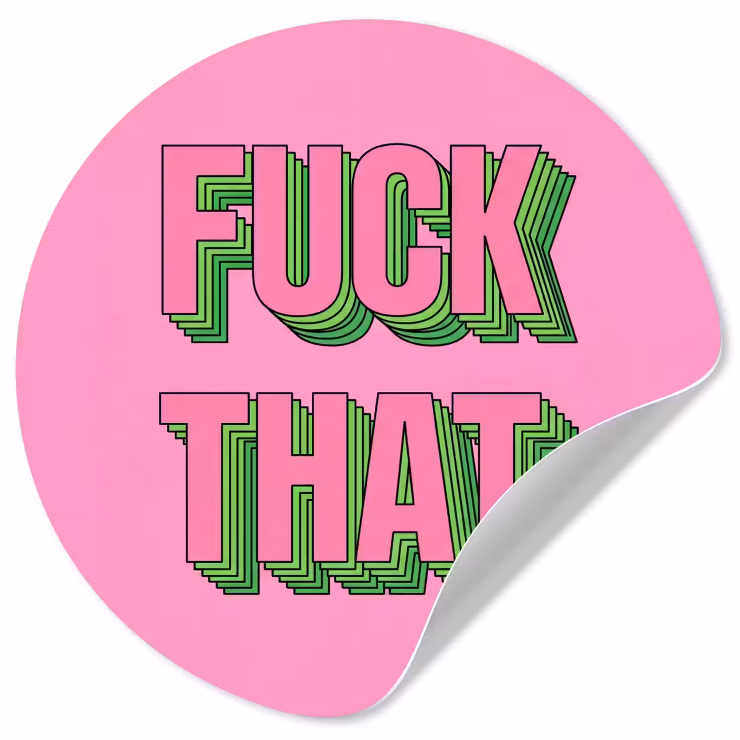 Tekst - Bold - Roze Wandcirkel behangsticker klein -3d