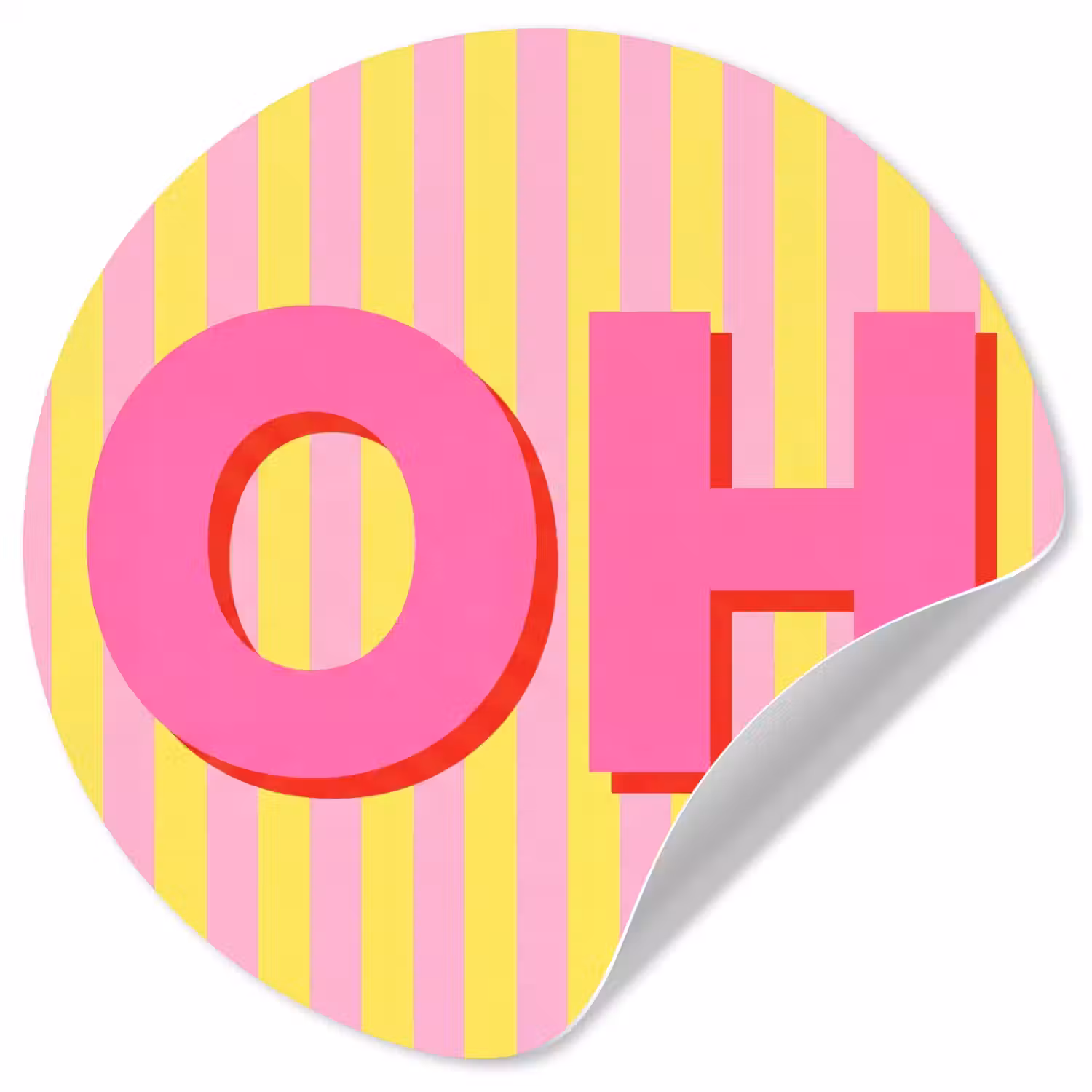 Tekst - Strepen - Roze Wandcirkel behangsticker klein -3d