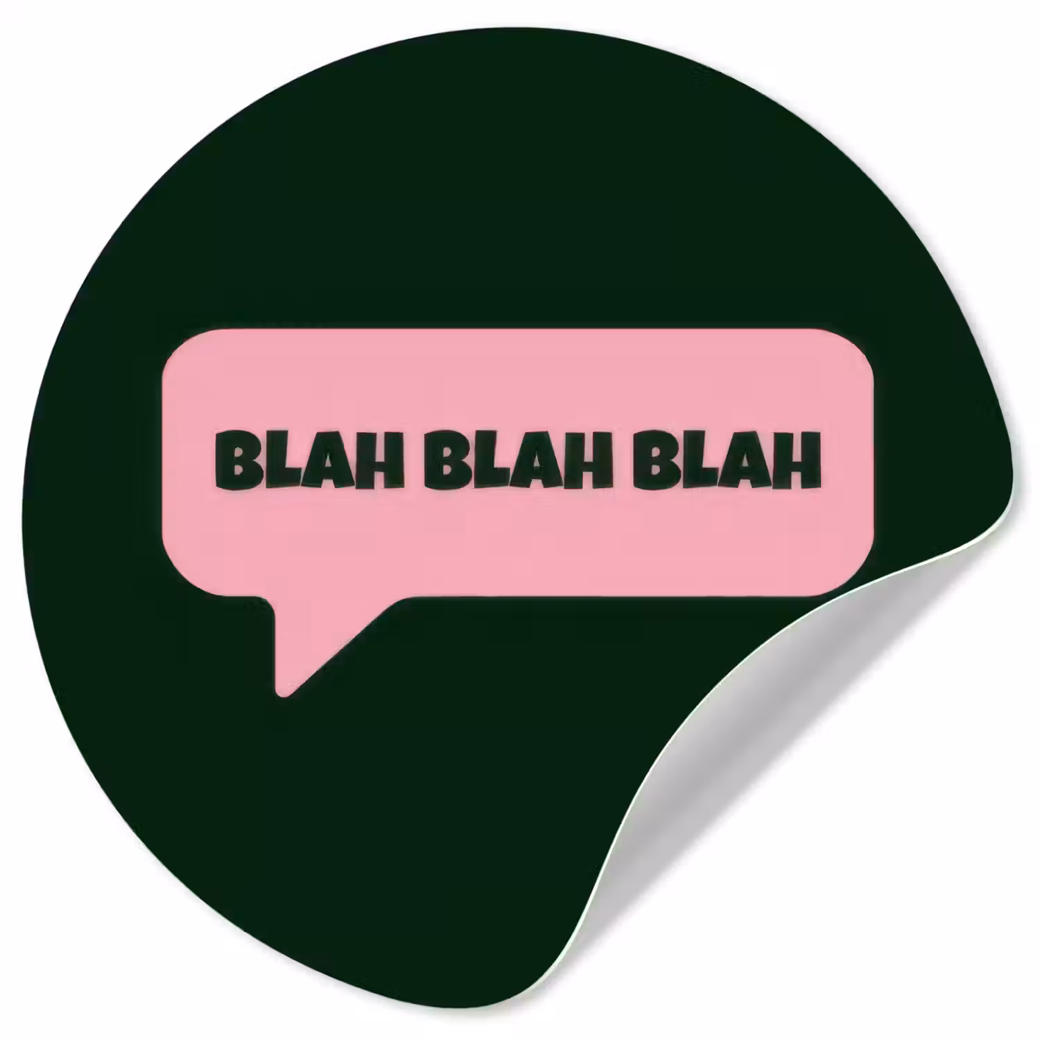 Tekstwolk - BLAH BLAH BLAH - Roze Wandcirkel behangsticker klein -3d