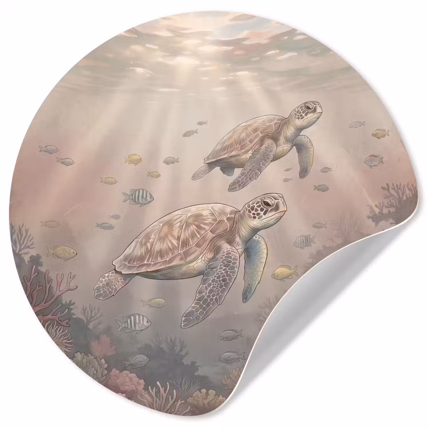Dier - Onderwater - Oceaan - Illustratie - Zeeleven Wandcirkel behangsticker klein -3d