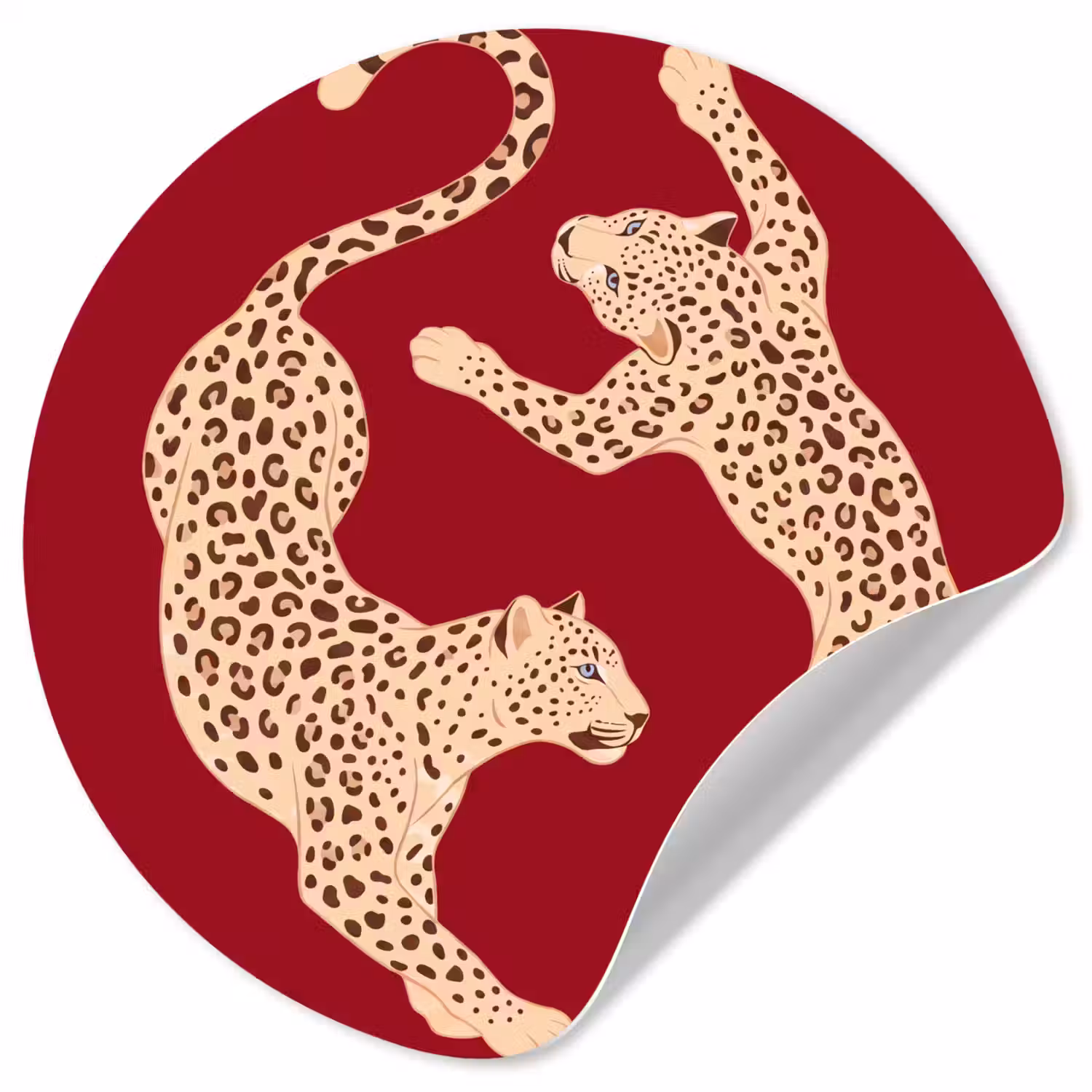 Dieren - Luipaard - Abstract - Rood - Modern Wandcirkel behangsticker klein -3d