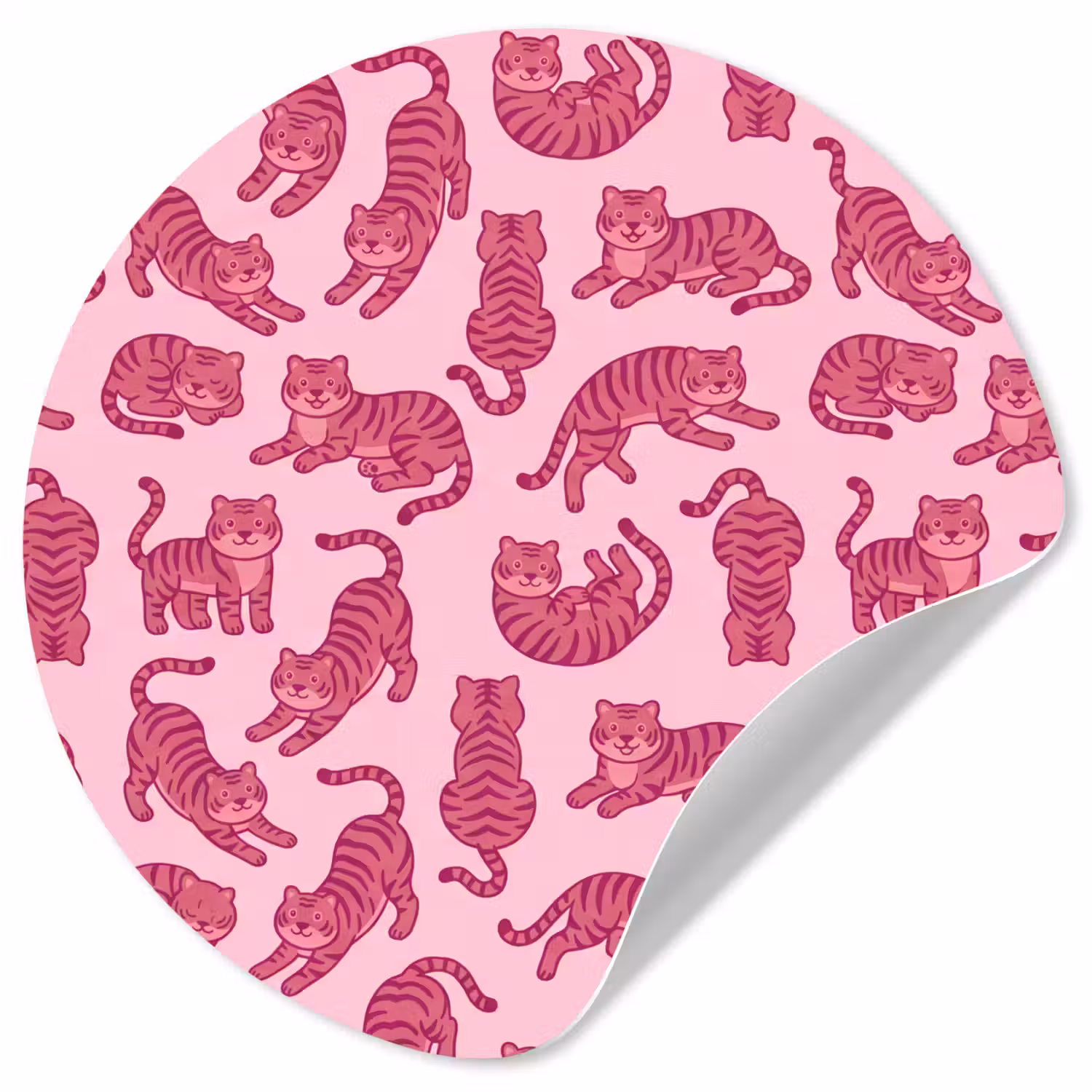 Dieren - Patroon - Roze - Speels - Cartoon Wandcirkel behangsticker klein -3d