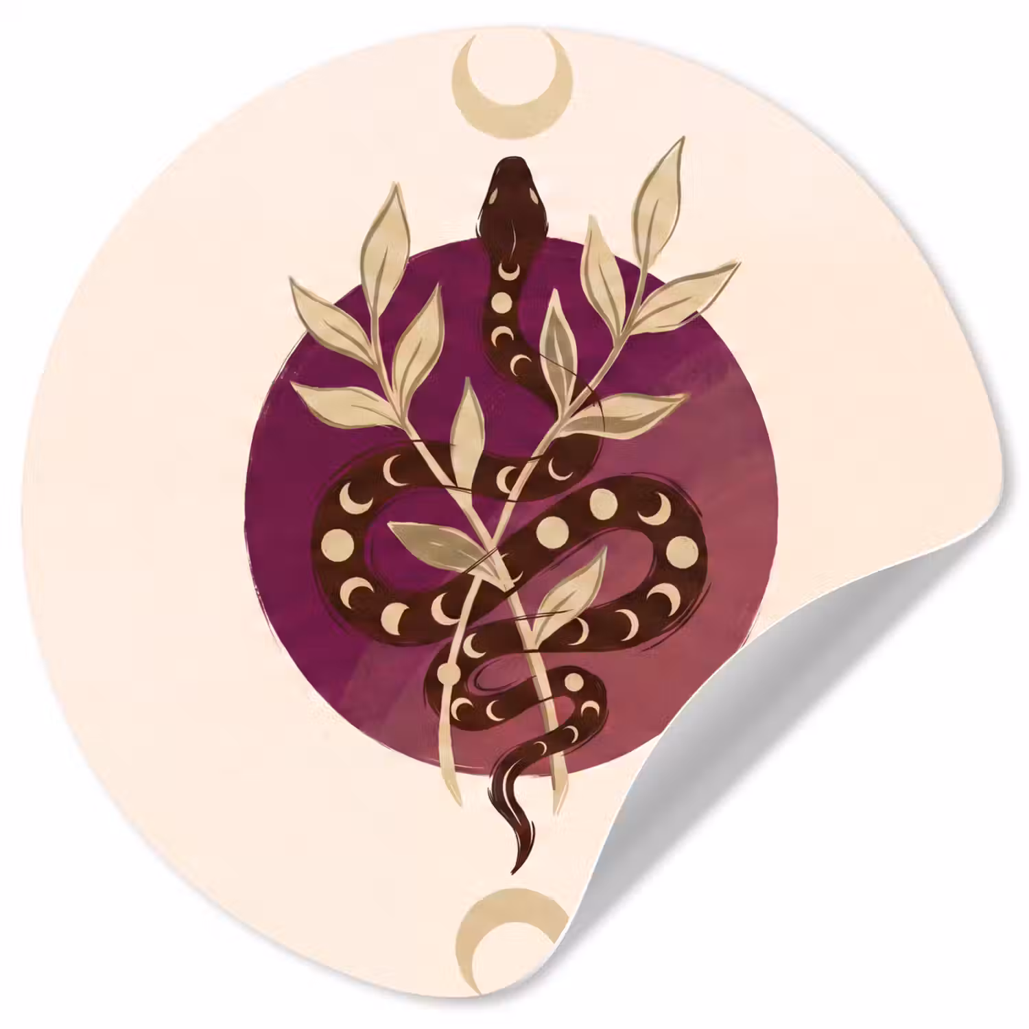 Dieren - Slang - Maan - Mystiek - Abstract Wandcirkel behangsticker klein -3d