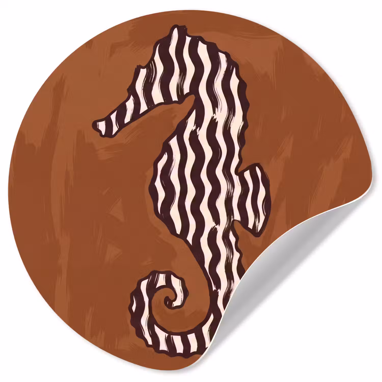 Dieren - Zeepaardje - Abstract - Bruin - Strepen Wandcirkel behangsticker klein -3d