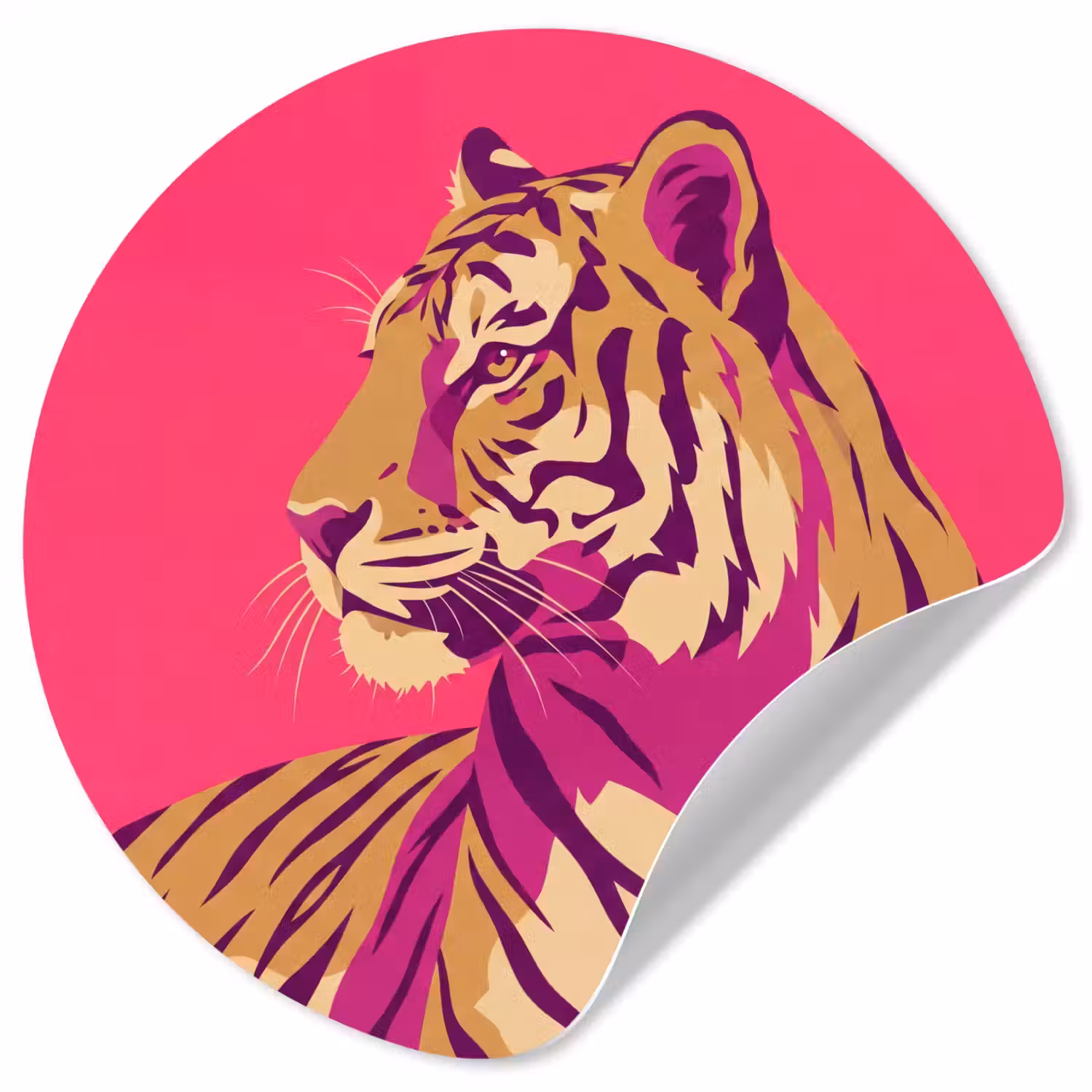 Tijger - Modern - Neon Wandcirkel behangsticker klein -3d