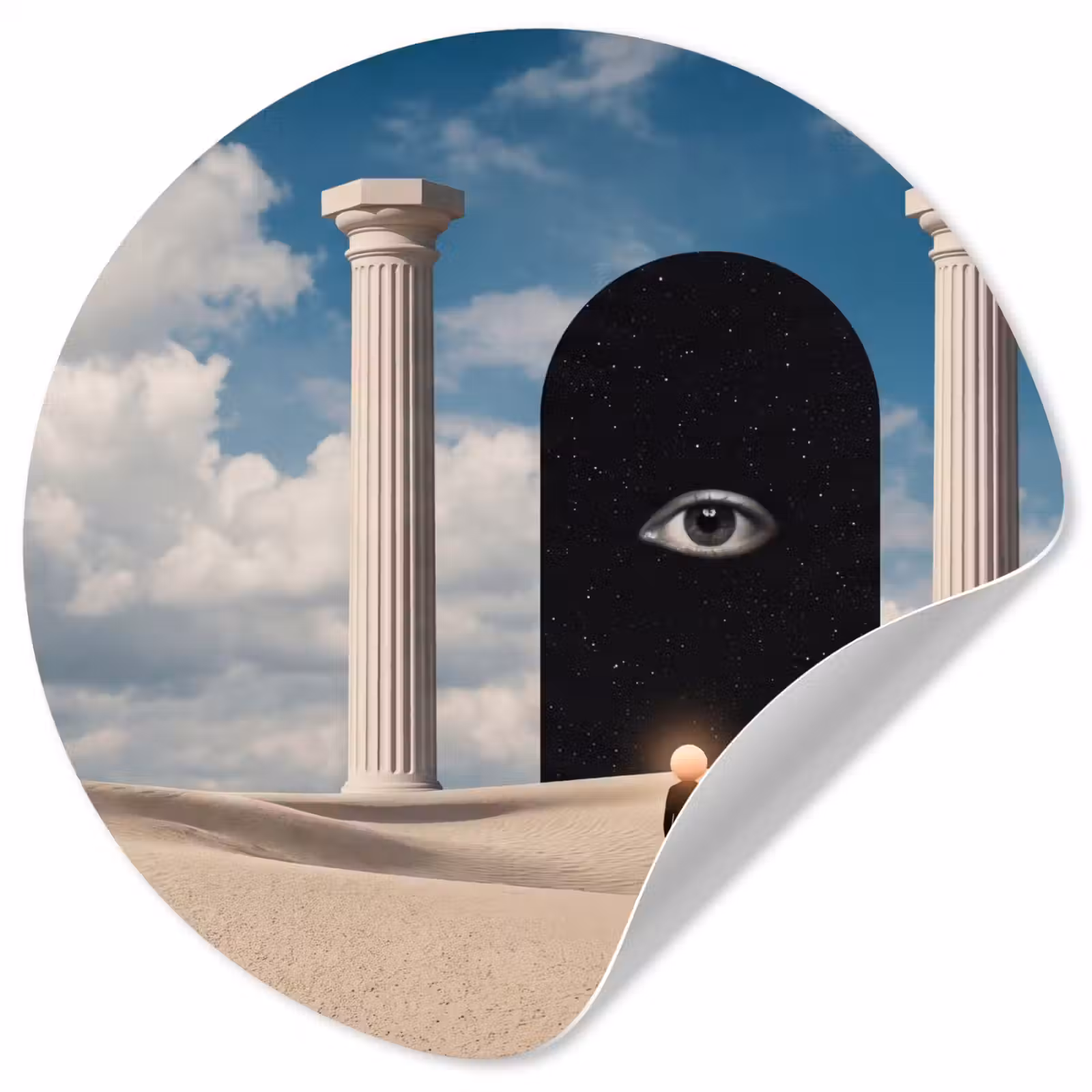 Runde Tapete - Traum – Wüste – Auge - Droom - Woestijn - Oog Wandcirkel behangsticker klein