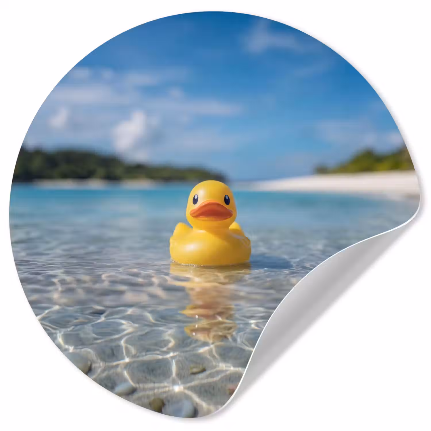 Tropisch - Badeend - geel Wandcirkel behangsticker klein -3d