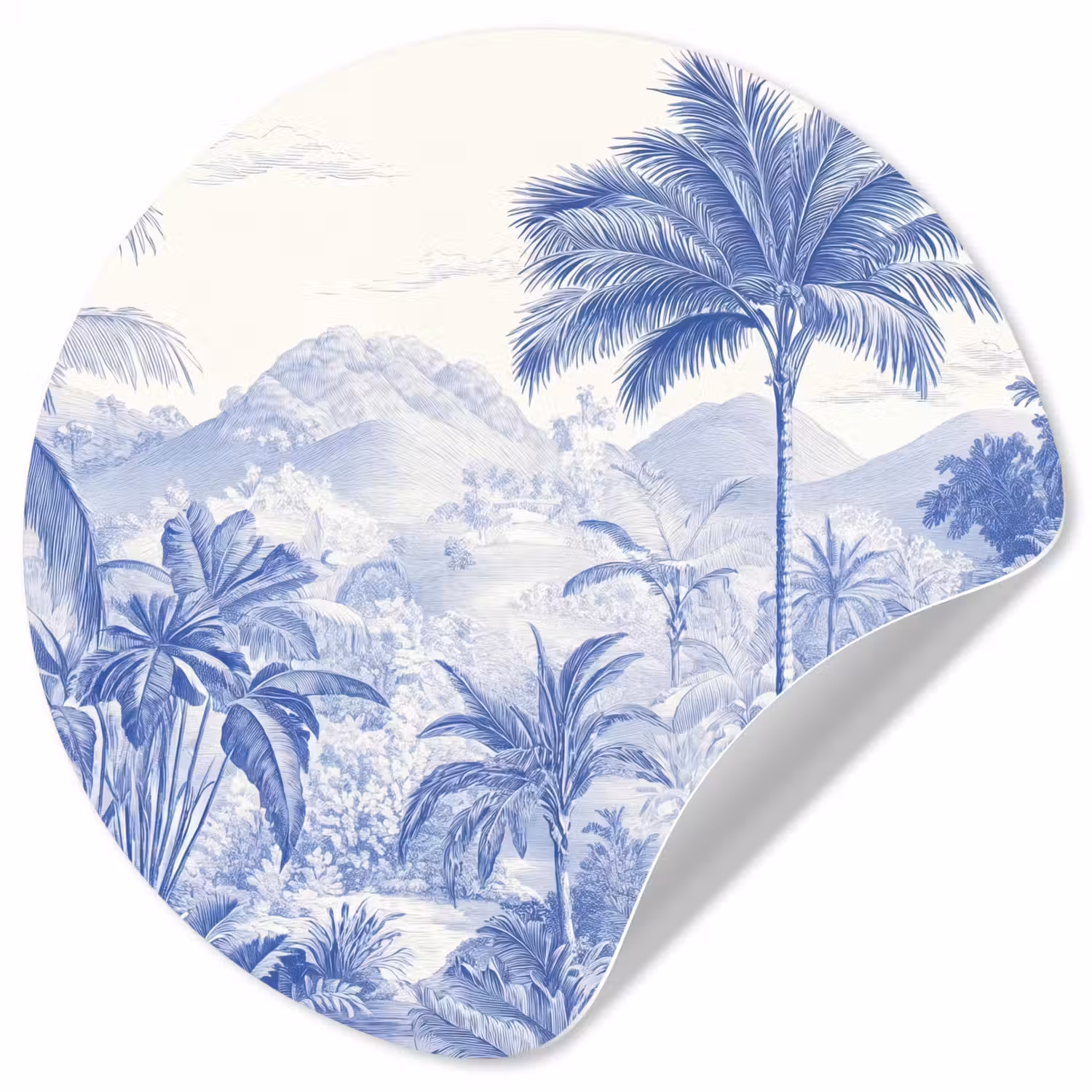 Tropisch - Jungle - Blauw Wandcirkel behangsticker klein -3d