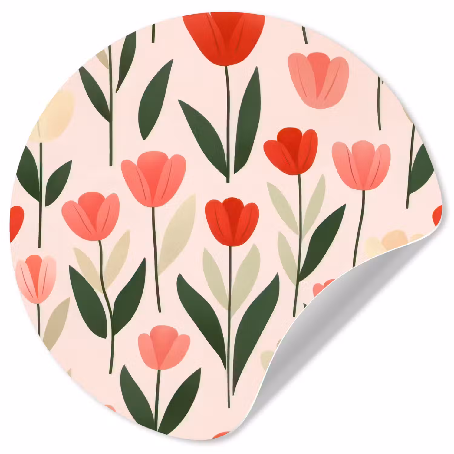 Tulpen - Modern - Roze Wandcirkel behangsticker klein -3d