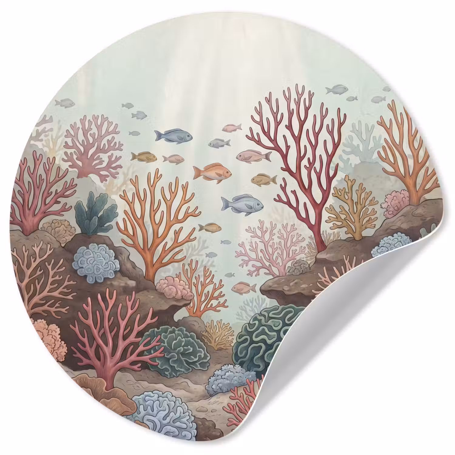 Onderwater - Koraal - Vis - Natuur Wandcirkel behangsticker klein -3d