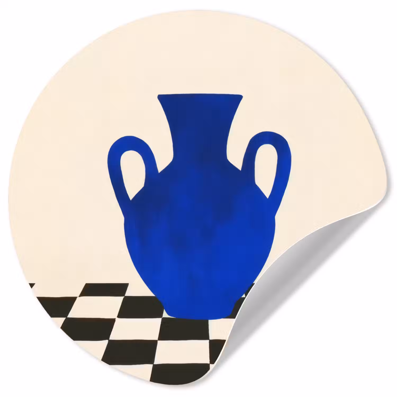 Vaas - Blauw - Geblokt - Modern Wandcirkel behangsticker klein -3d