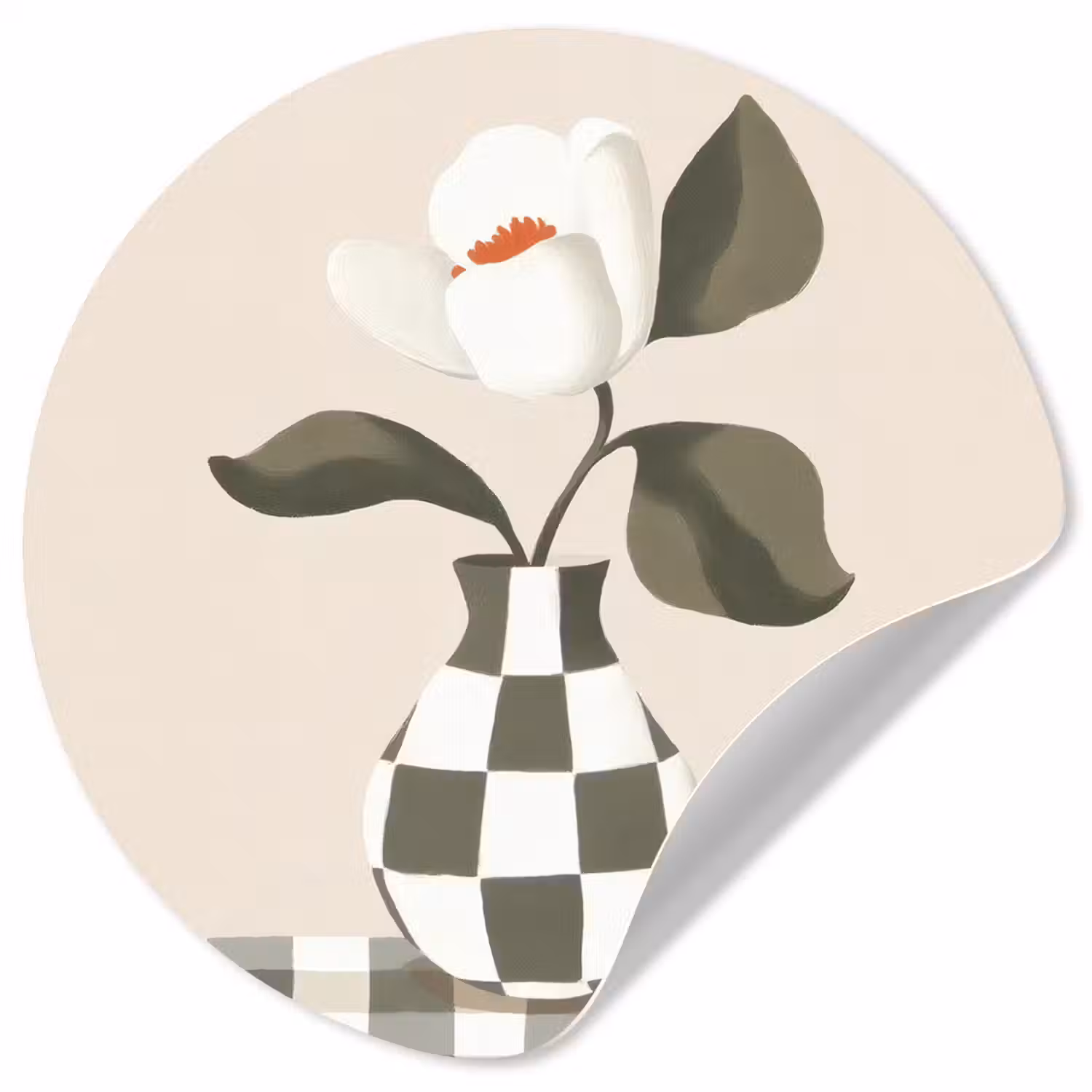 Vaas - Geruit - Groen - Bloem Wandcirkel behangsticker klein -3d