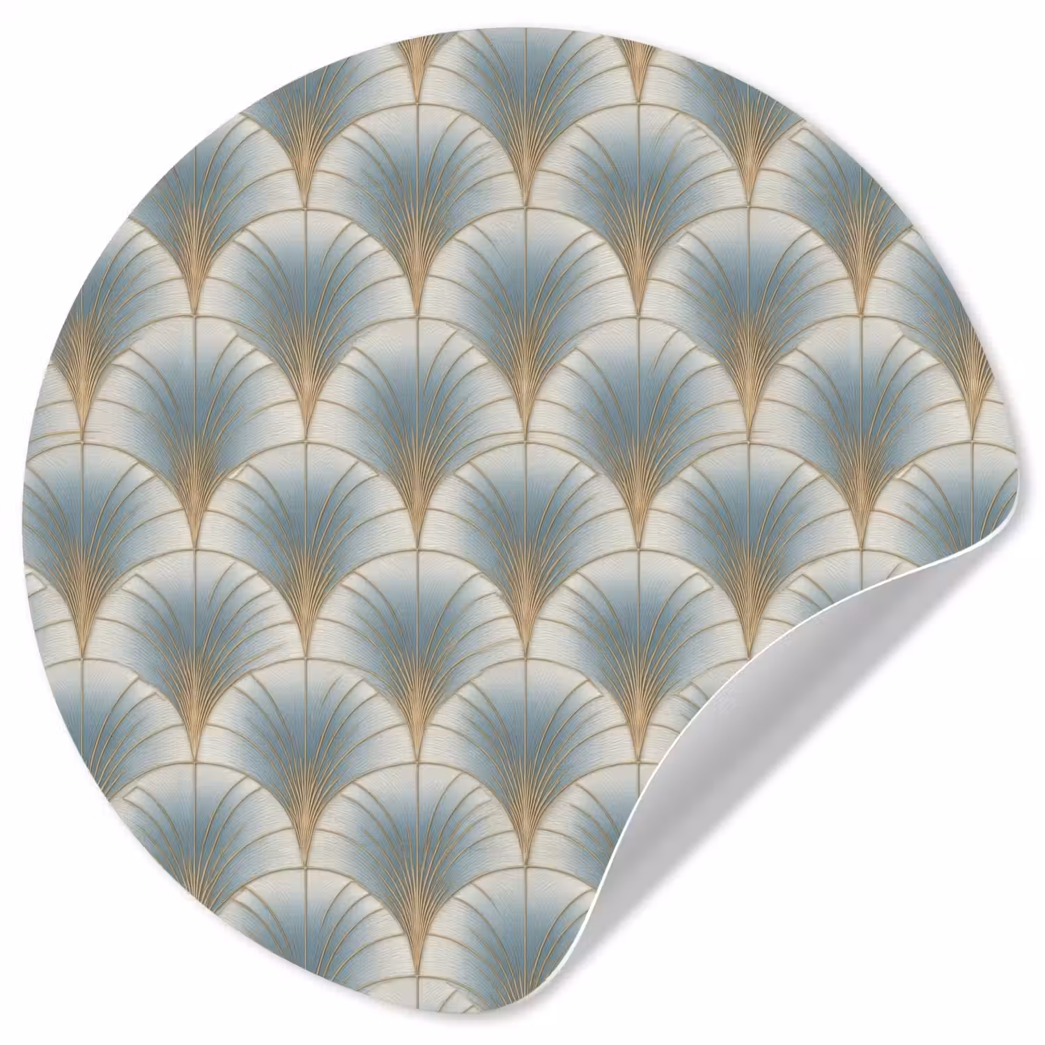 Waaier - Klassiek - Blauw Wandcirkel behangsticker klein 186 -3d