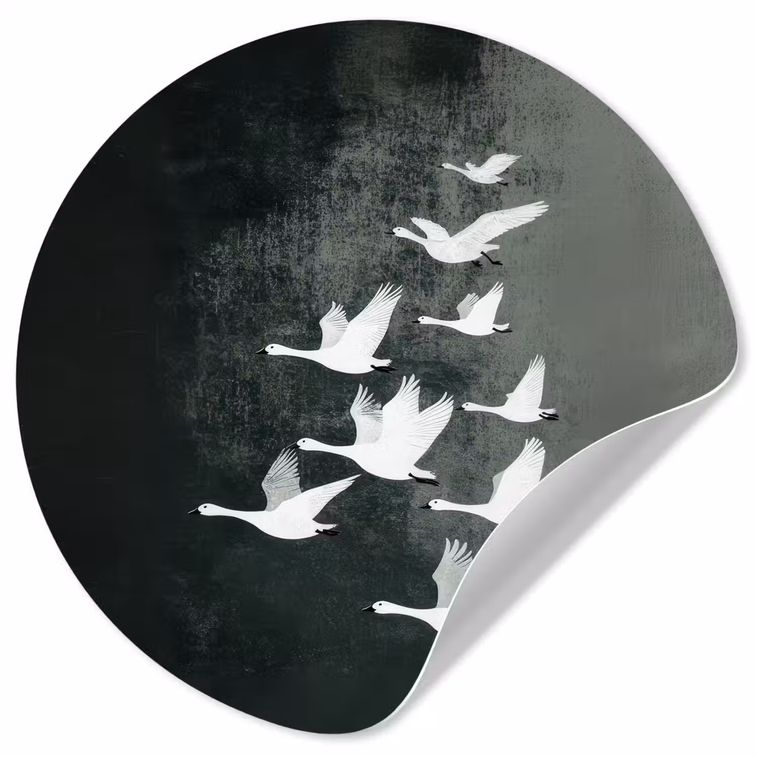 Vogel - Japandi - Groen Wandcirkel behangsticker klein -3d