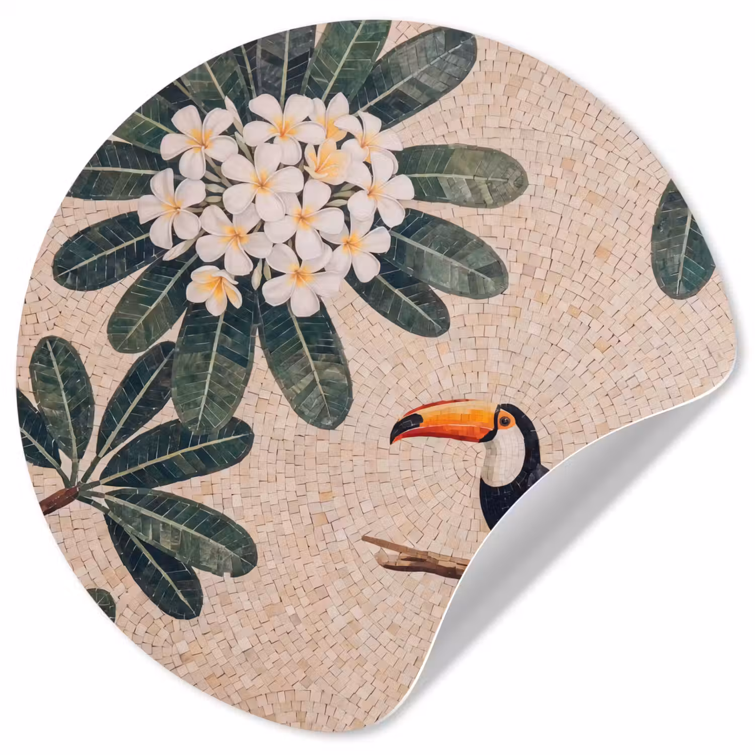 Vogel - Mozaïek - Tropisch - Natuur - Kleurrijk Wandcirkel behangsticker klein -3d