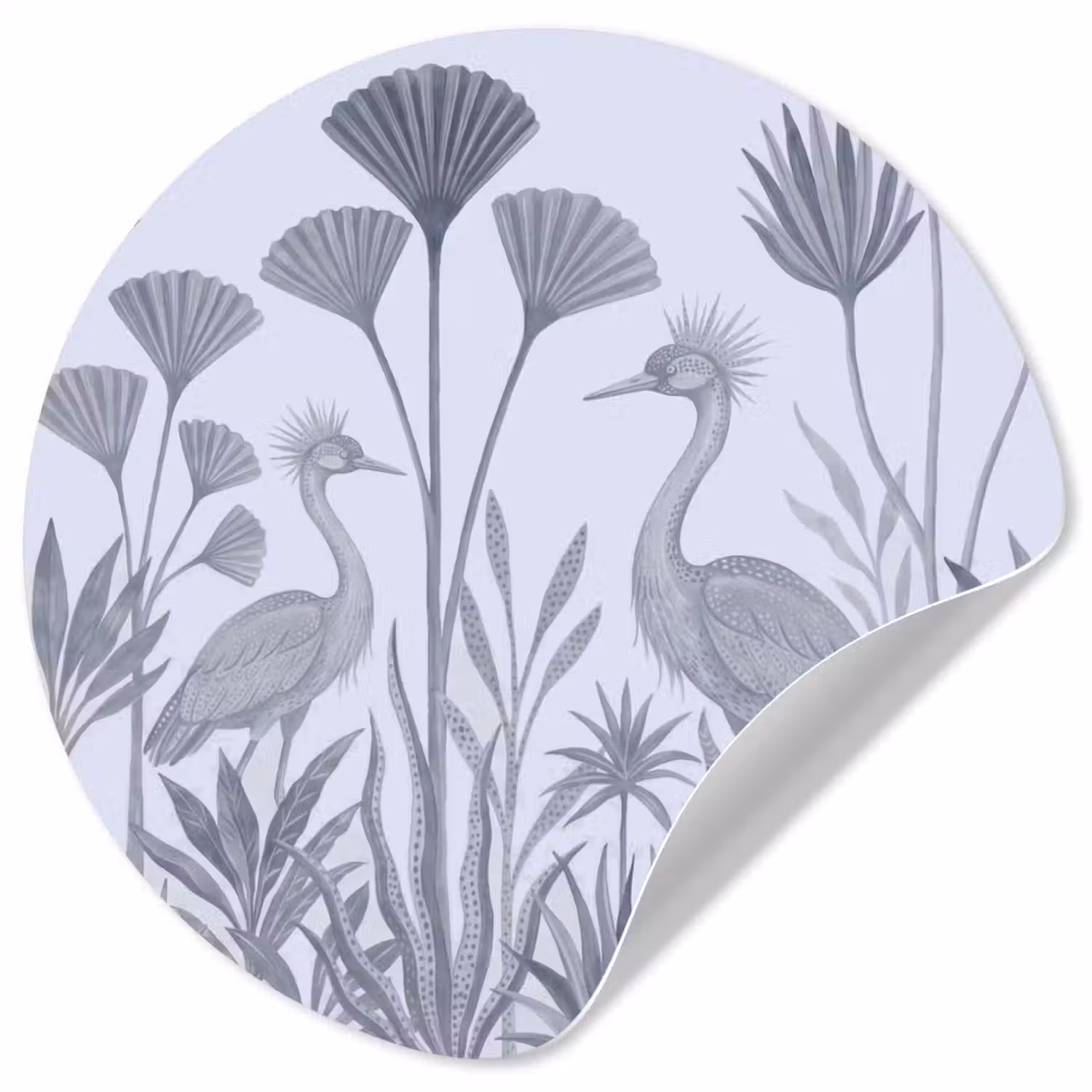 Vogel - Tropisch - Illustratie - Blauwgrijs - Natuur Wandcirkel behangsticker klein -3d
