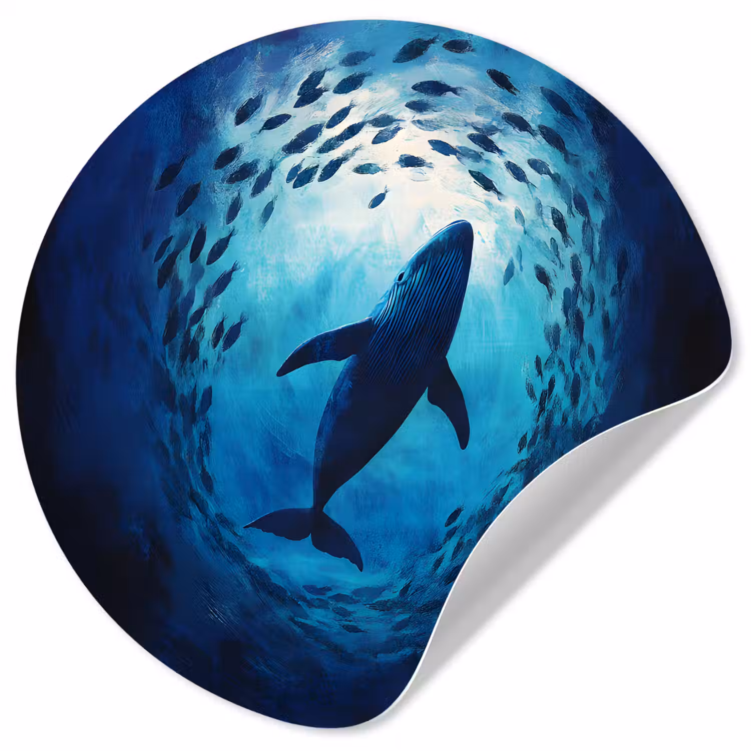 Walvis - Vissen - Donkerblauw Wandcirkel behangsticker klein -3d