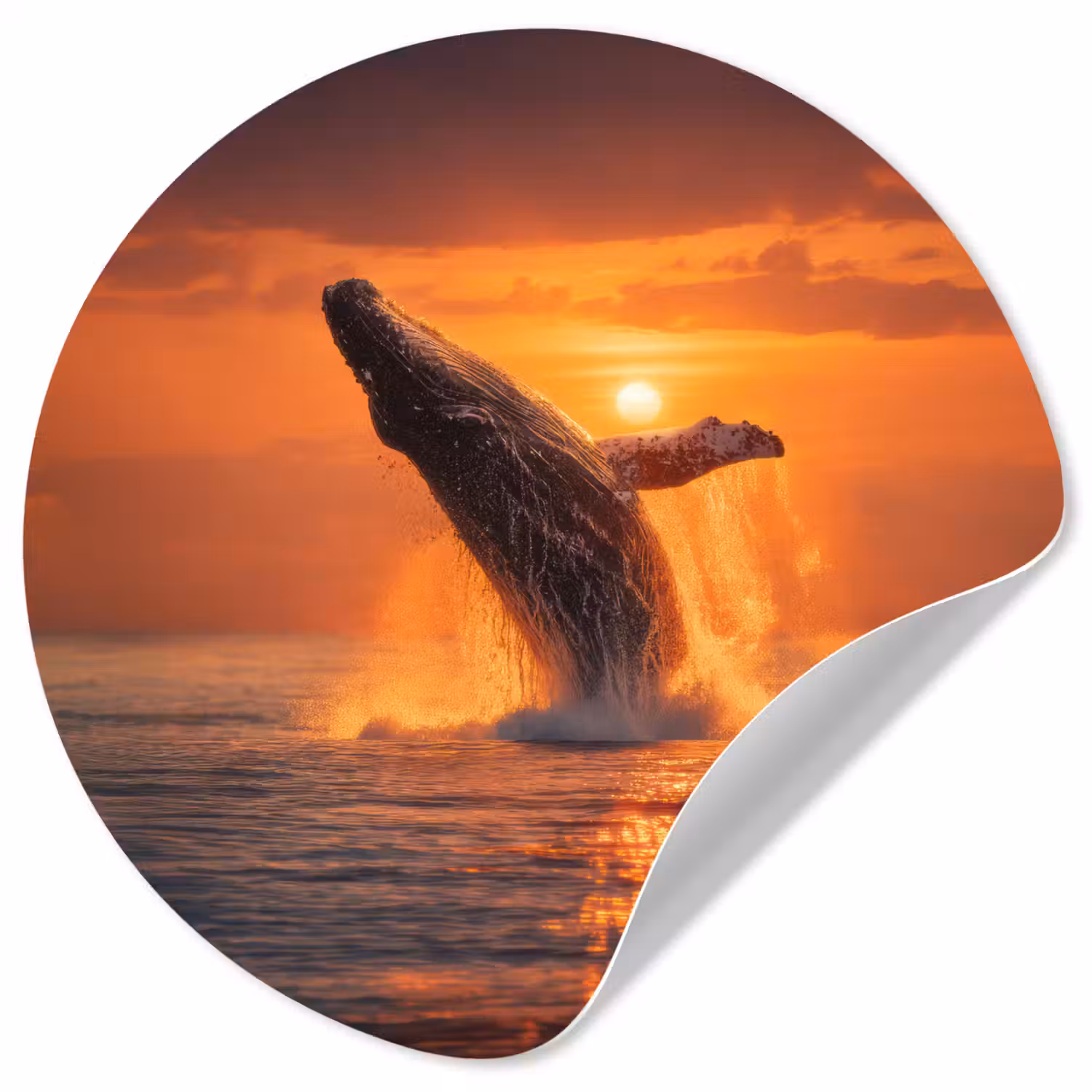 Walvis - Zon - Zee Wandcirkel behangsticker klein -3d