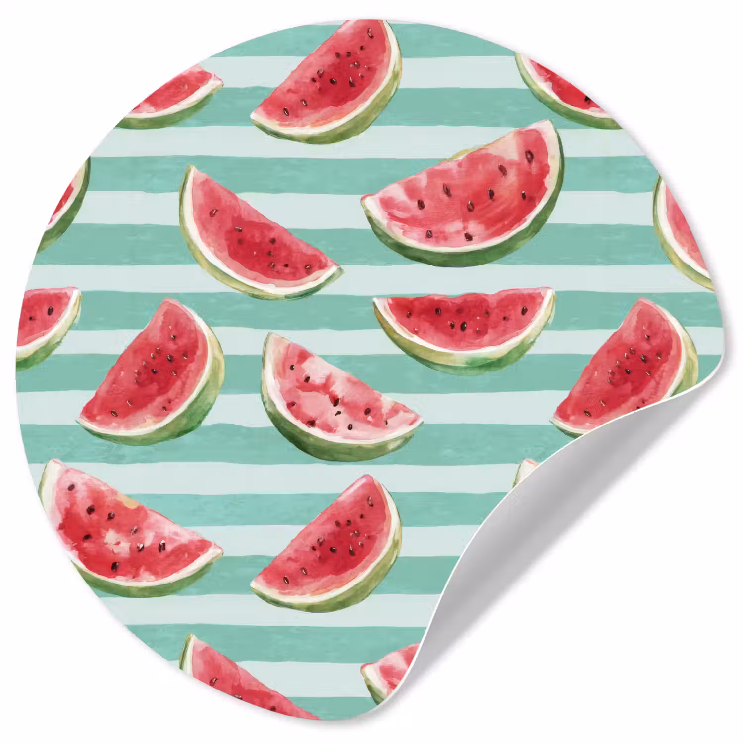 Watermeloen - Strepen - Groen Wandcirkel behangsticker klein 186 -3d