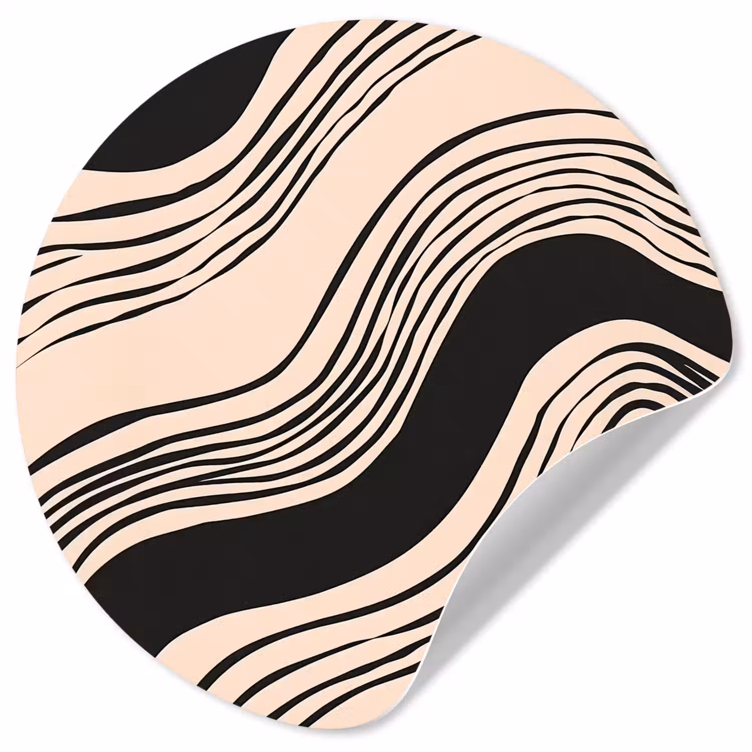 Golven - Zwart - Zandkleur Wandcirkel behangsticker klein -3d