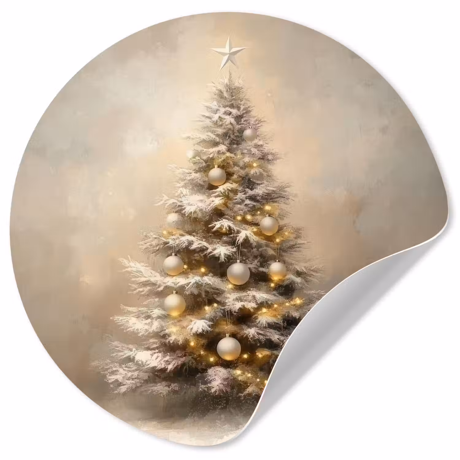 Kerst - kerstboom - Sneeuw - Art Wandcirkel behangsticker klein -3d