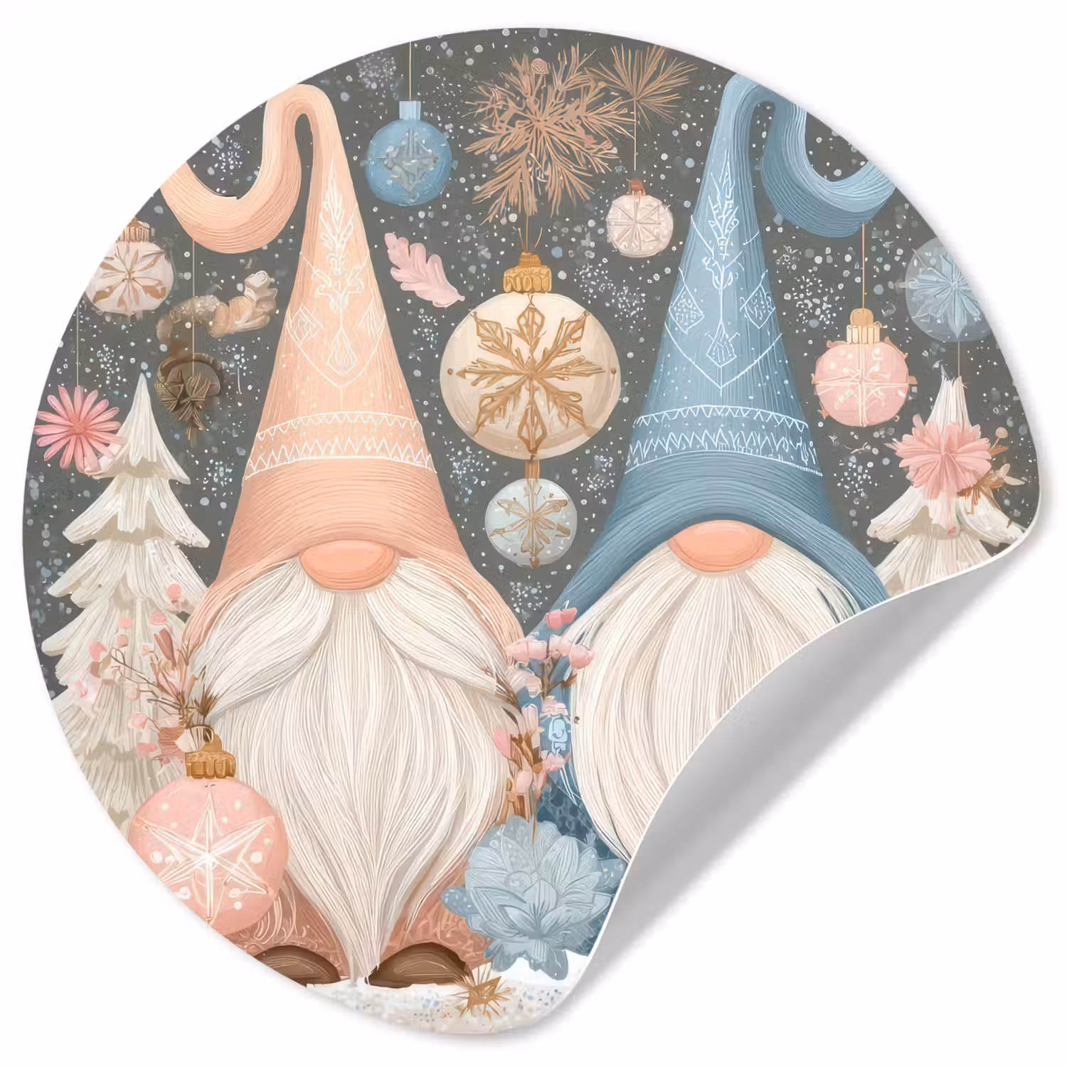 Kerst - Gnomen - Pastel Wandcirkel behangsticker klein -3d