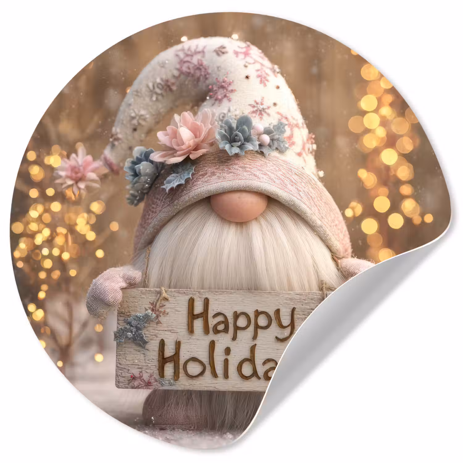 Kerst - Gnome - Bord - Kleurrijk Wandcirkel behangsticker klein -3d
